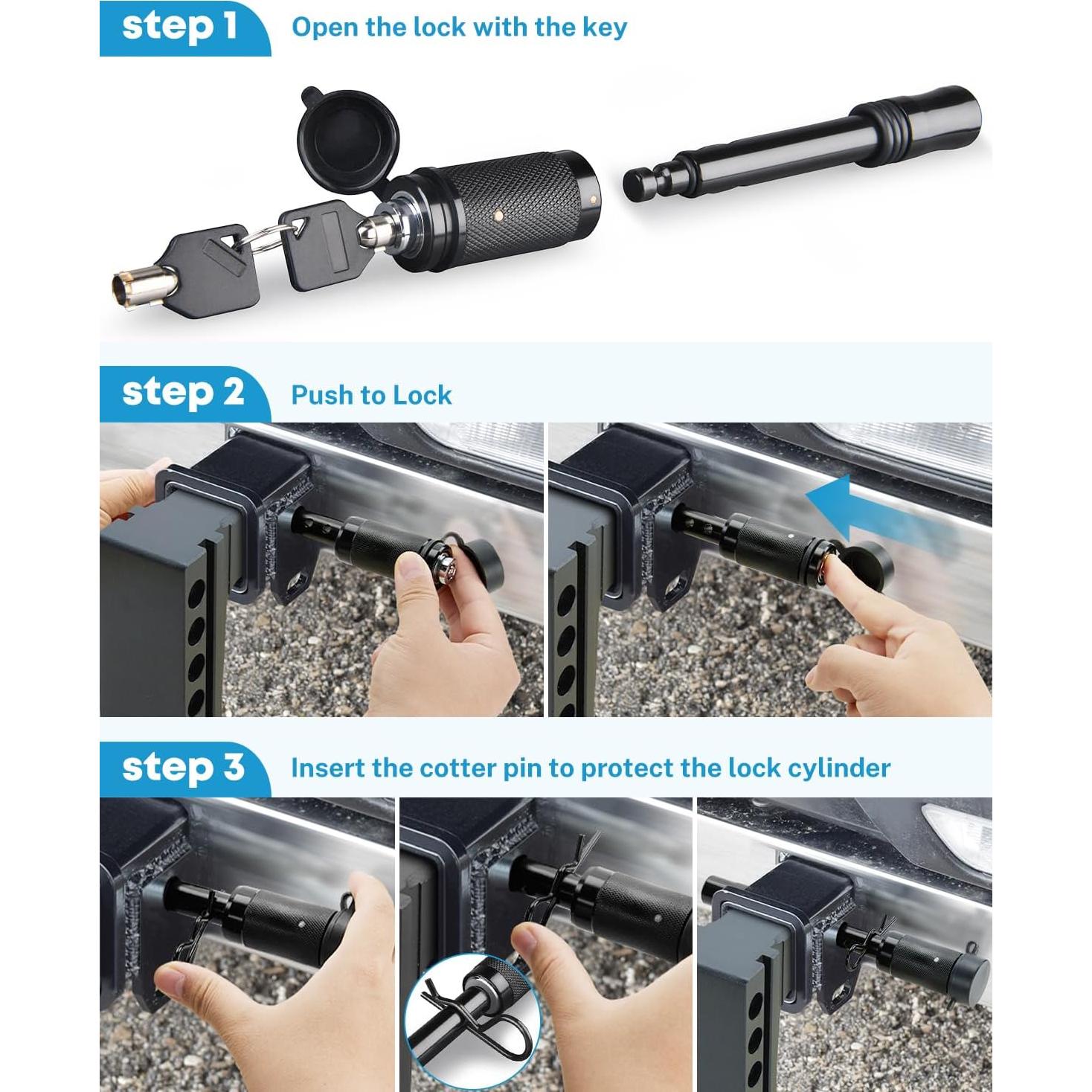 Cerradura de Enganche de Remolque Kohree 5/8" (1.59 cm) con Llave