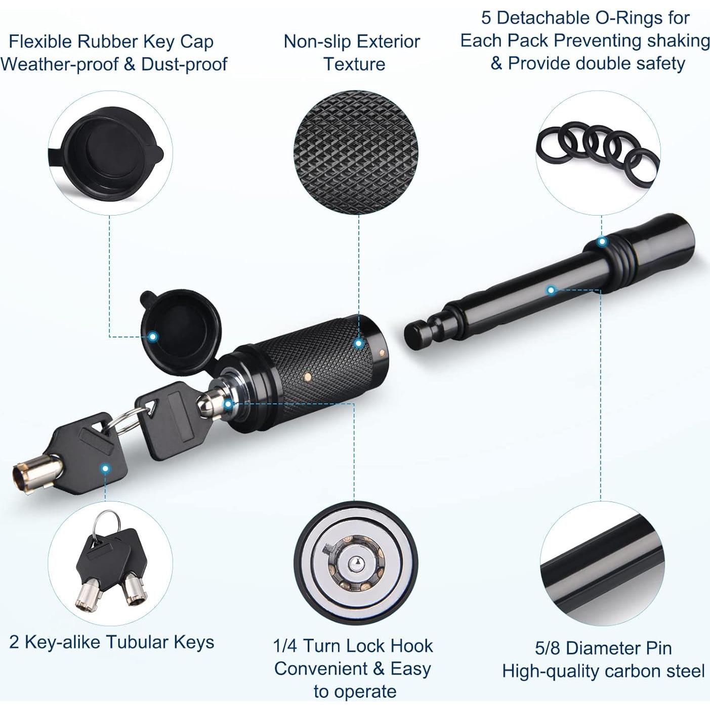 Cerradura de Enganche de Remolque Kohree 5/8" (1.59 cm) con Llave