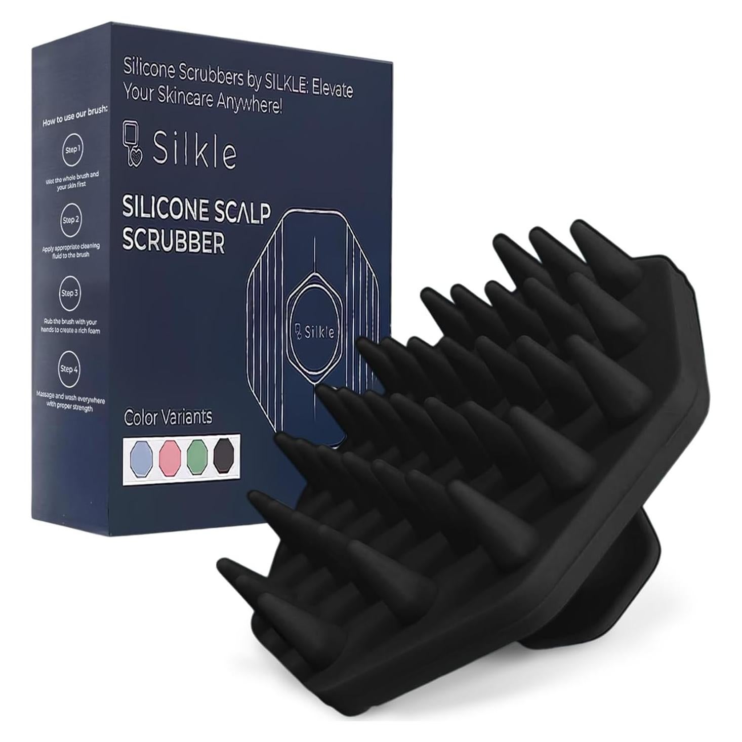 Exfoliador de cuero cabelludo Silkle - Masajeador negro 7.1cm