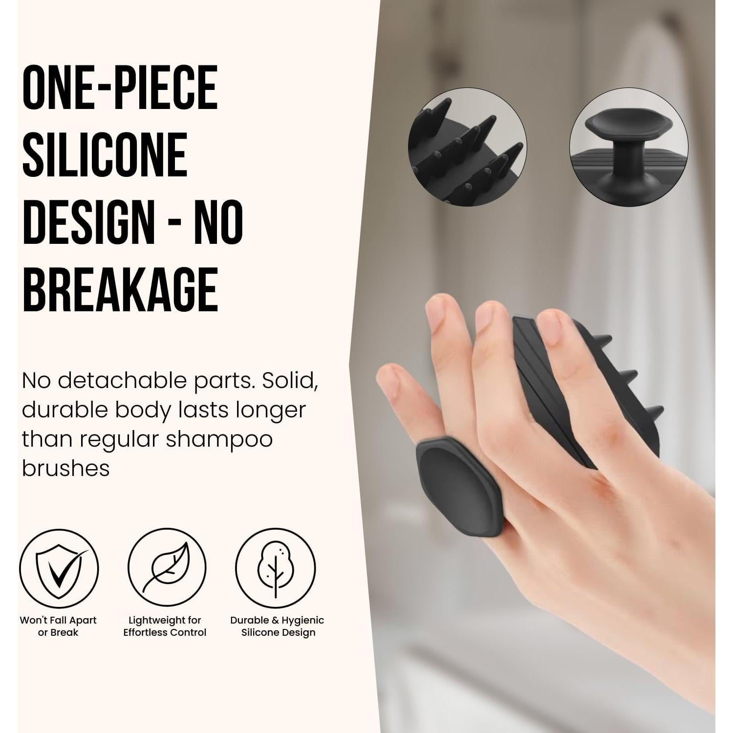 Exfoliador de cuero cabelludo Silkle - Masajeador negro 7.1cm