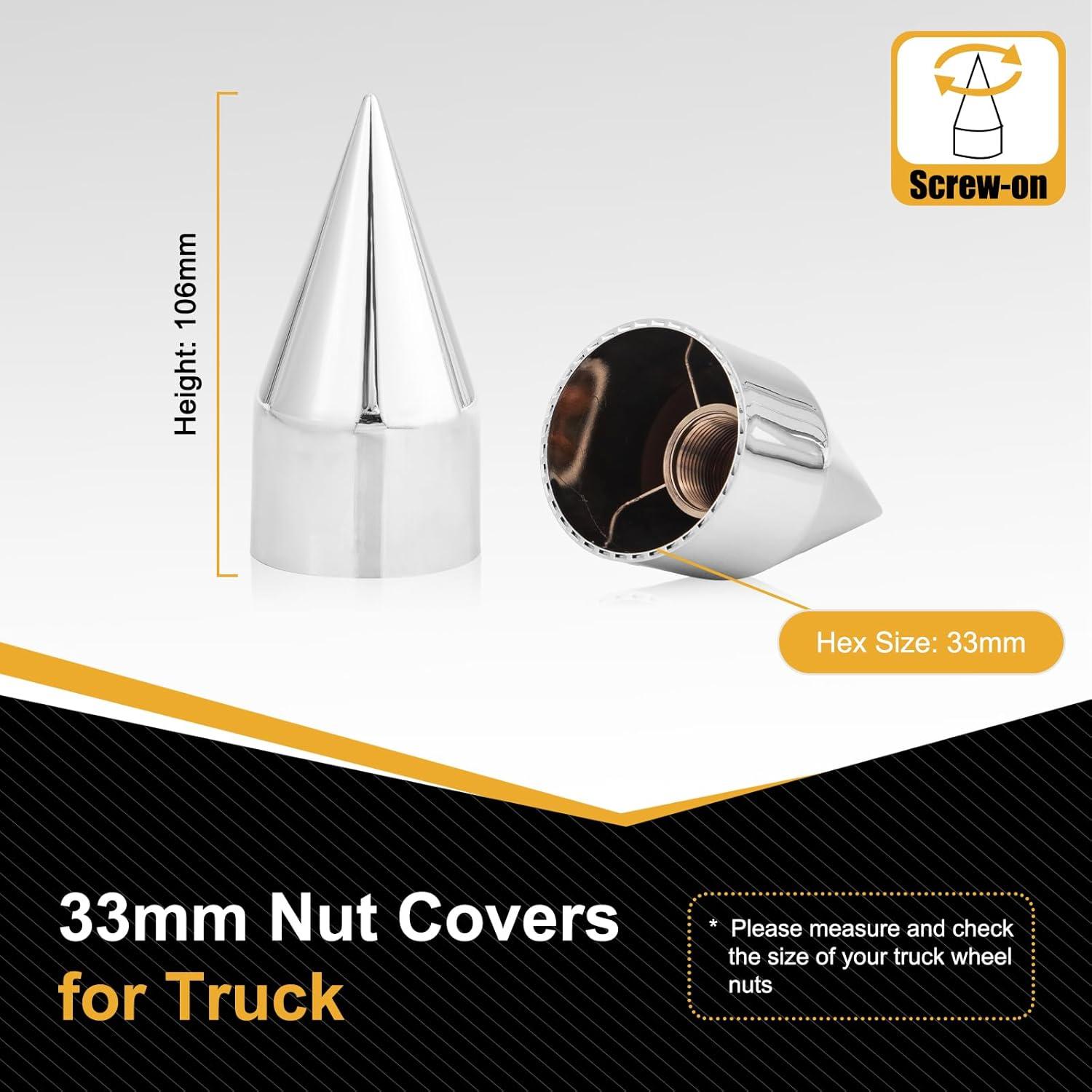 20 Piezas Cubiertas de Tuercas de Llantas HQALTY 33mm Cromadas