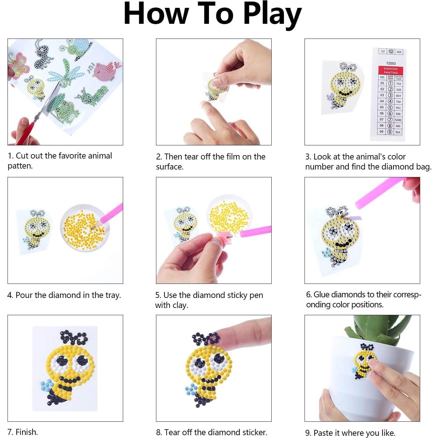 Kit de Pegatinas de Diamantes Sinceroduct 18 Pcs Animales