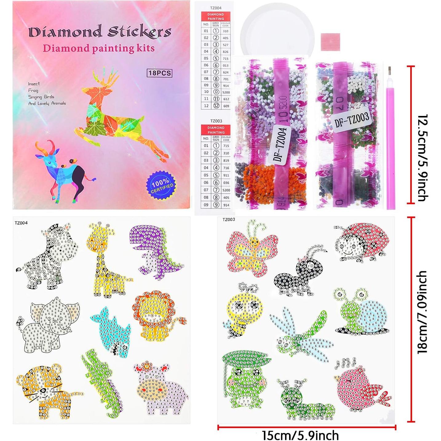 Kit de Pegatinas de Diamantes Sinceroduct 18 Pcs Animales