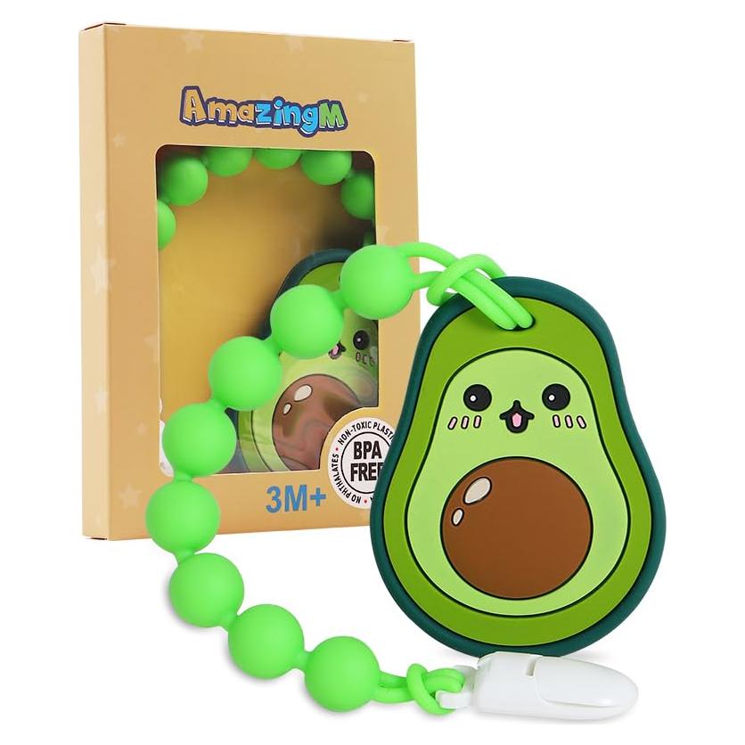Mordedor de Silicona Alimentaria AmazingM Aguacate con Clip