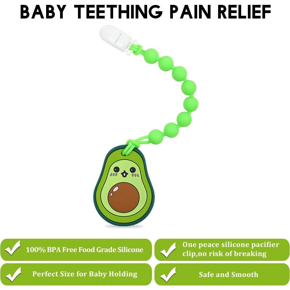 Mordedor de Silicona Alimentaria AmazingM Aguacate con Clip