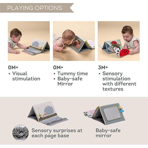 Libro Sensorial Boca Abajo Taf Toys - Texturas y Espejo 0-6 Meses