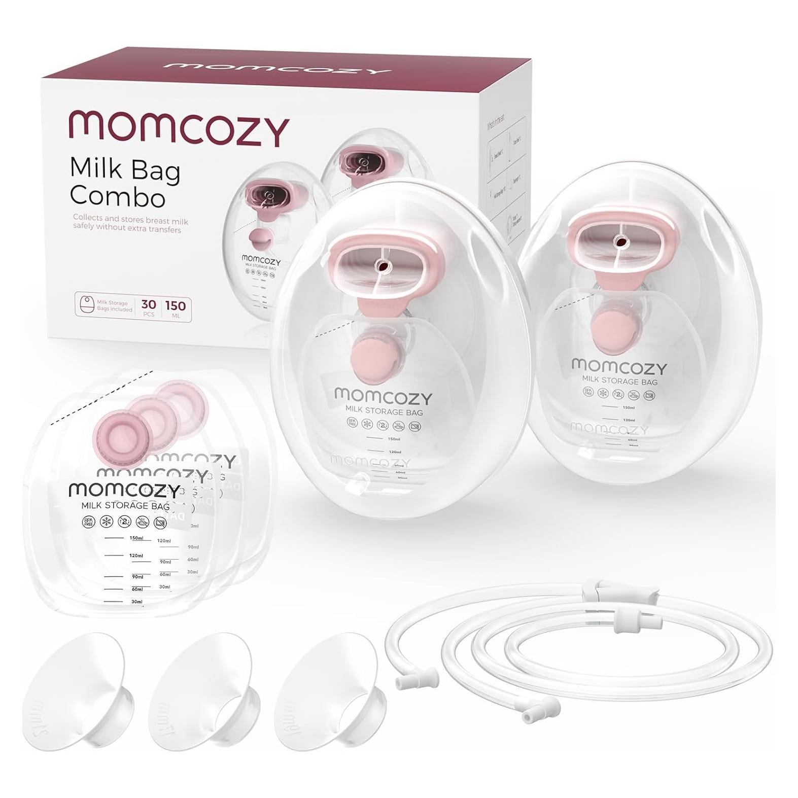 Tazas de recolección de leche Momcozy 150 ml + 30 bolsas