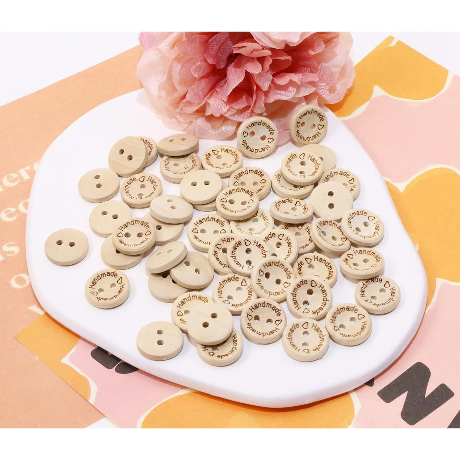 Botones de Madera Shapenty 15mm 50PCS para Costura y Manualidades