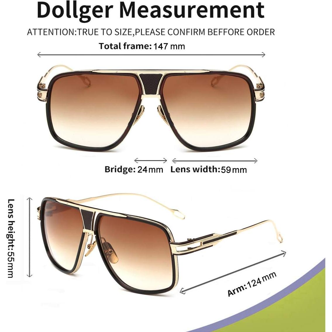 Gafas de sol Dollger para hombres UV400 con marco dorado