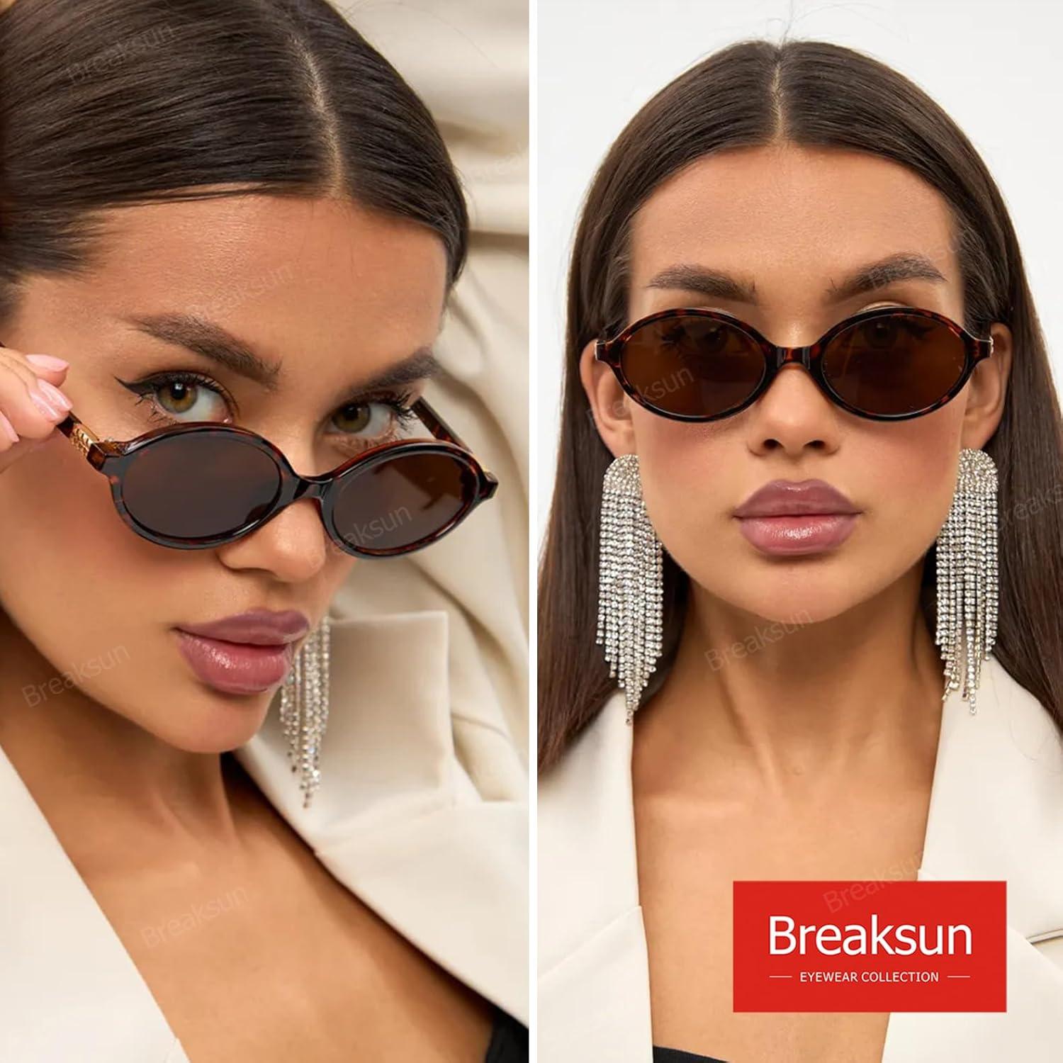 Gafas de sol ovaladas retro Breaksun B77 tortuga marrón