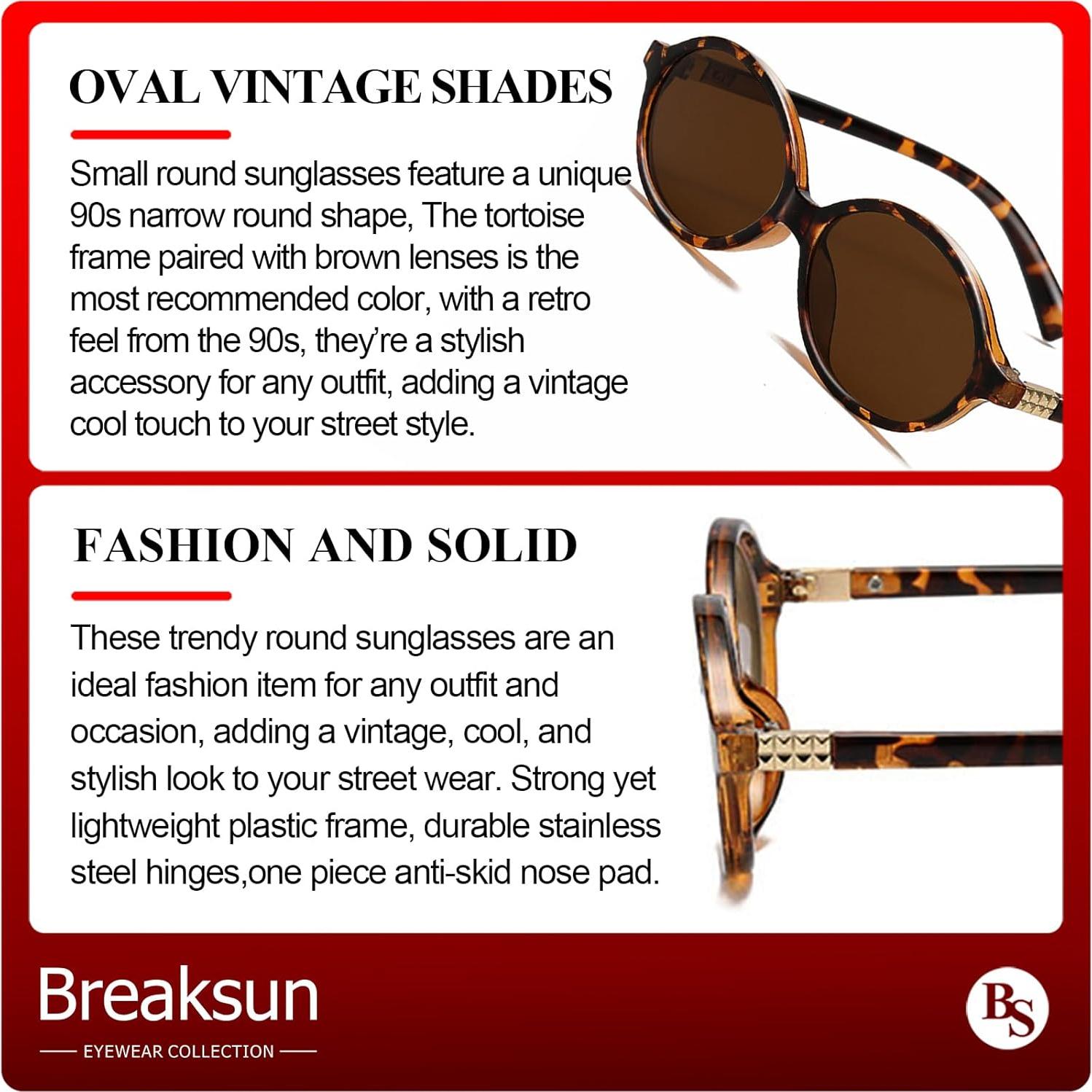 Gafas de sol ovaladas retro Breaksun B77 tortuga marrón