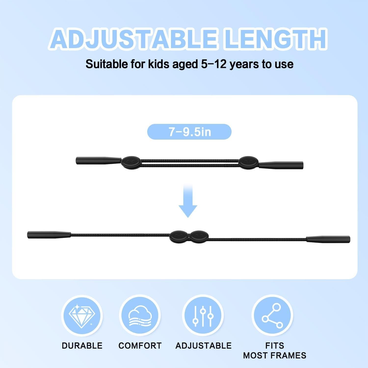 Correa Ajustable para Gafas FOFALY Niños 24.1 cm Negro 3Pcs