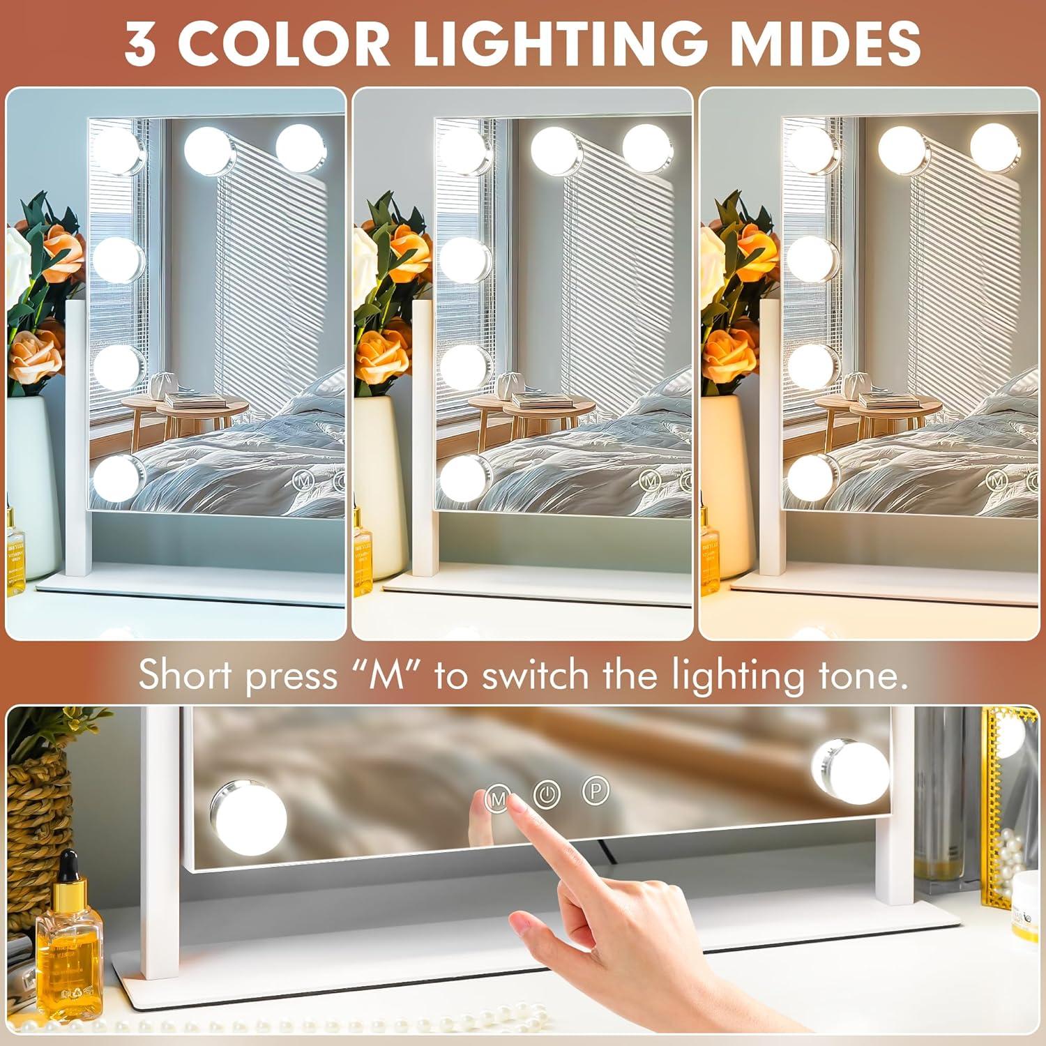 Espejo de Tocador Kottova LED 15.7"x11.8" 3 Colores Ajustables