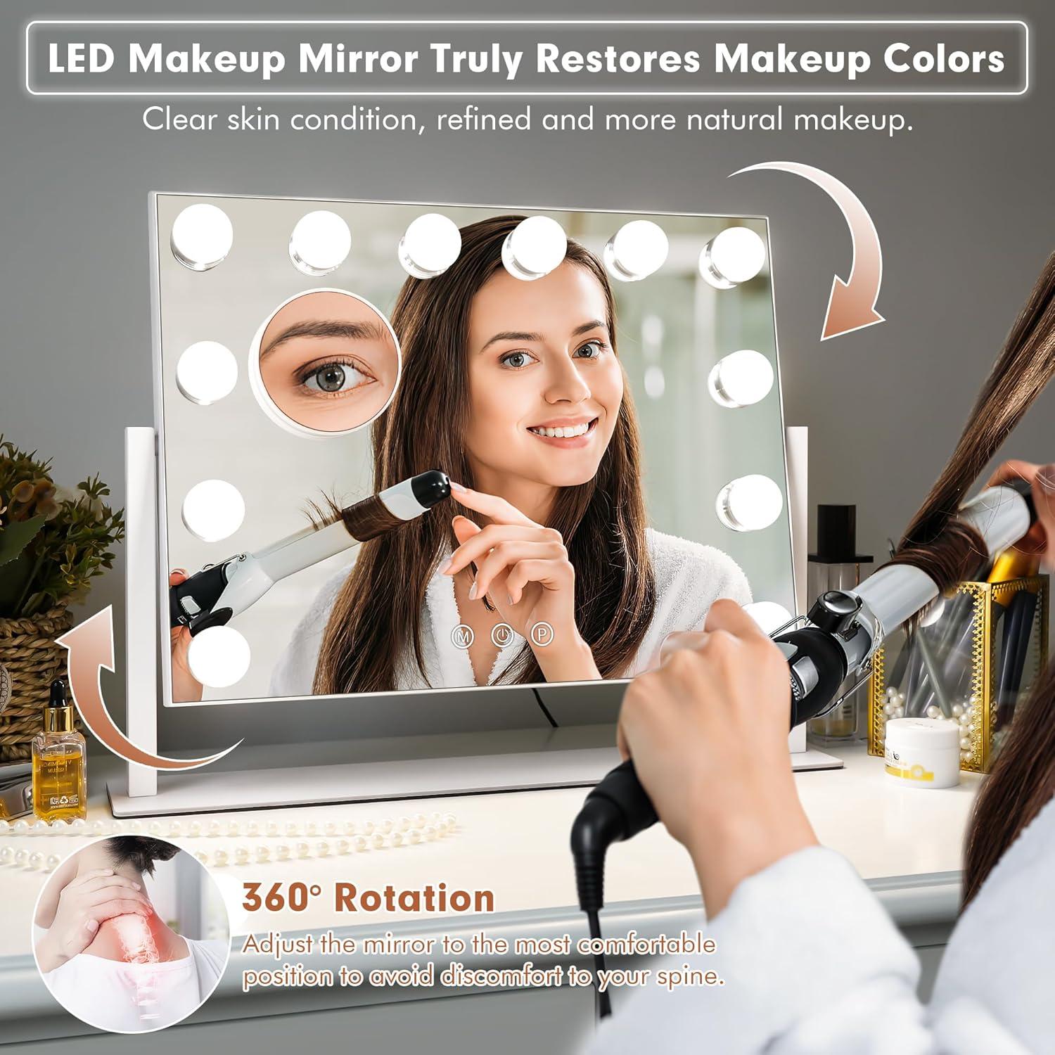 Espejo de Tocador Kottova LED 15.7"x11.8" 3 Colores Ajustables