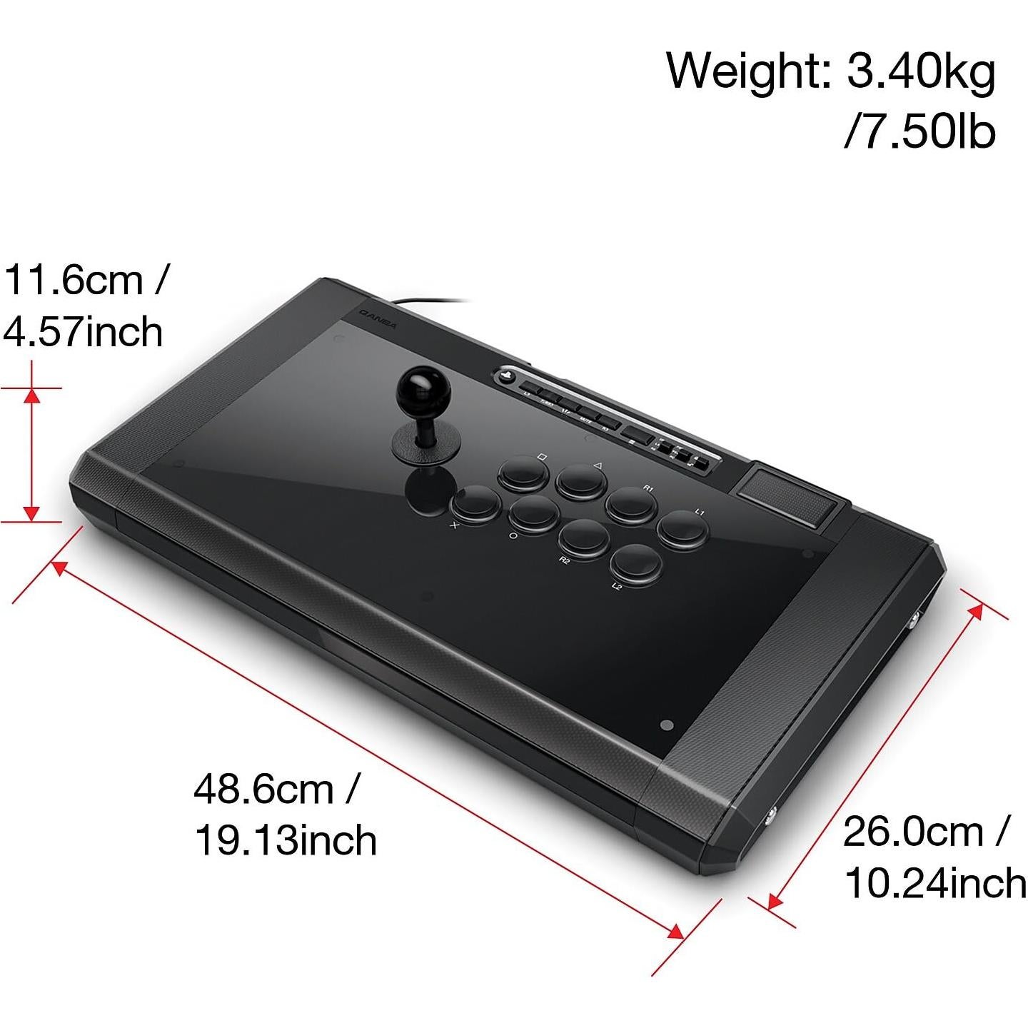 Joystick Qanba Q7 Obsidiana 2 con Cable para PS5/PS4/PC