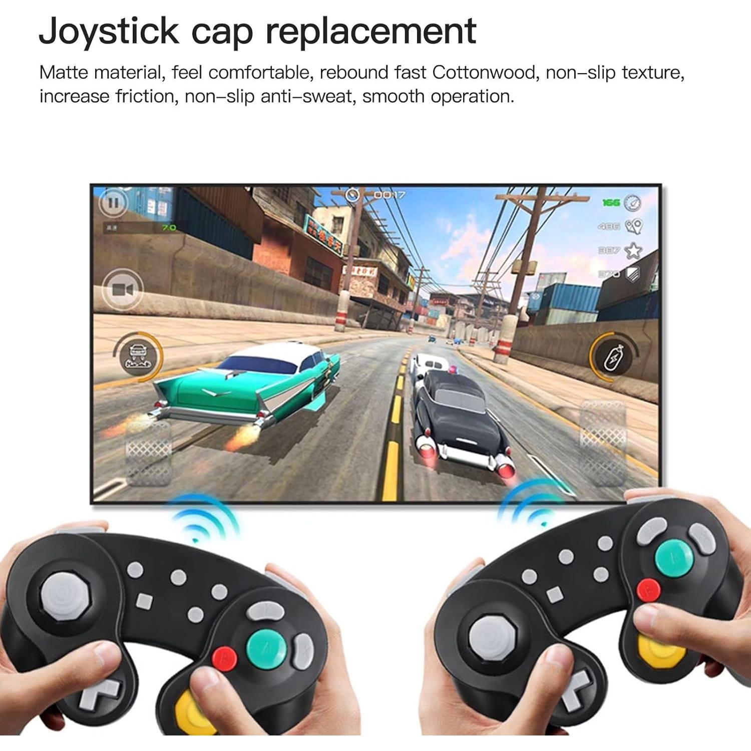 10 Tapas de Reemplazo Joystick GameCube BLUE ELF Amarillo/Gris