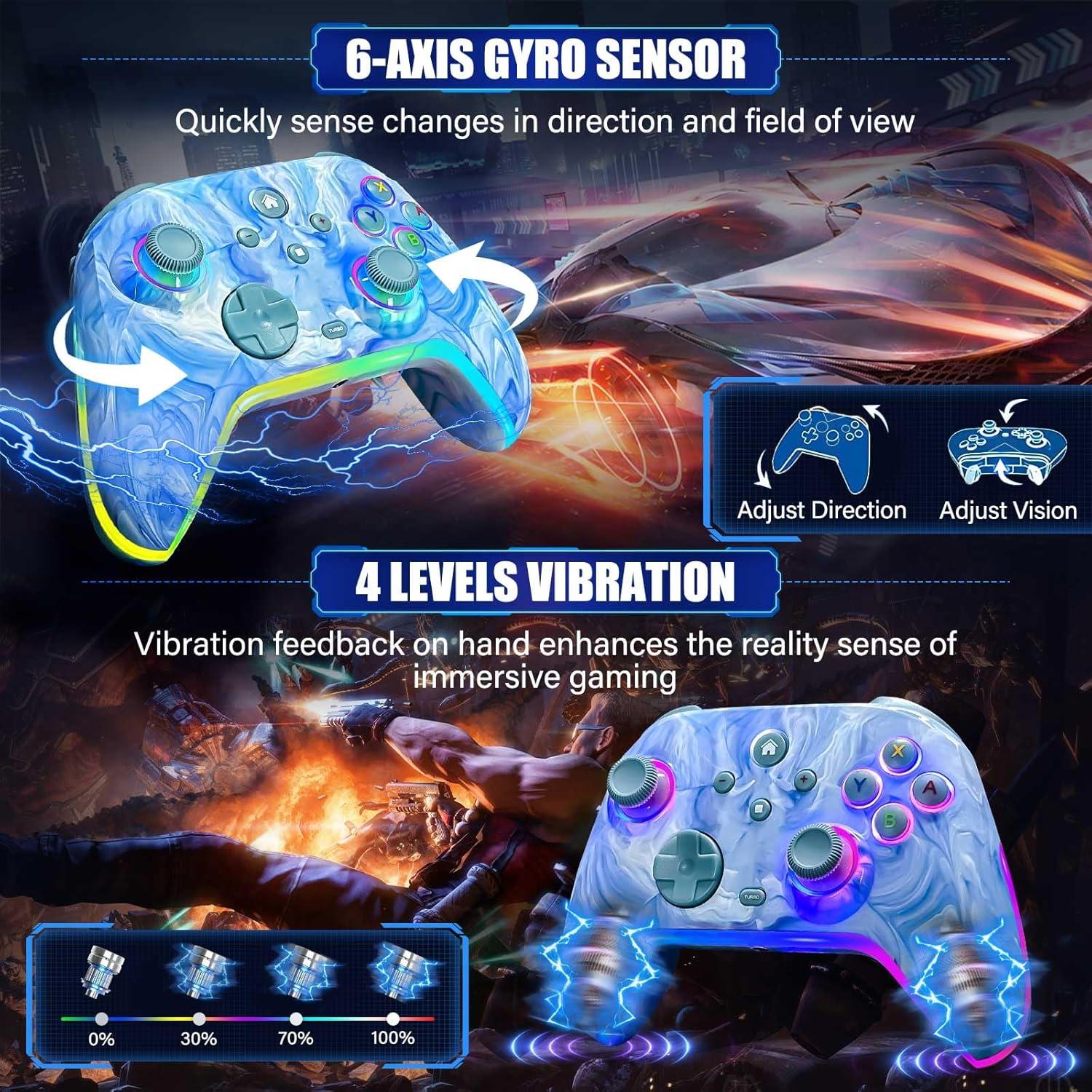 Controlador Pro Inalámbrico JAVRUNWOF para Switch 1200mAh RGB