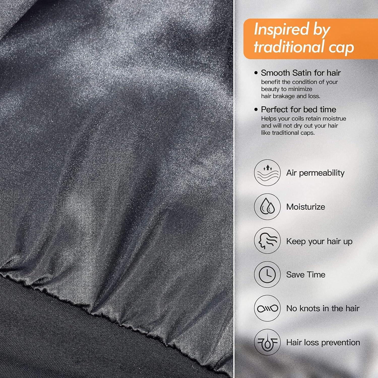 Gorro de Sueño GBS Ajustable de Satén para Cabello Rizado