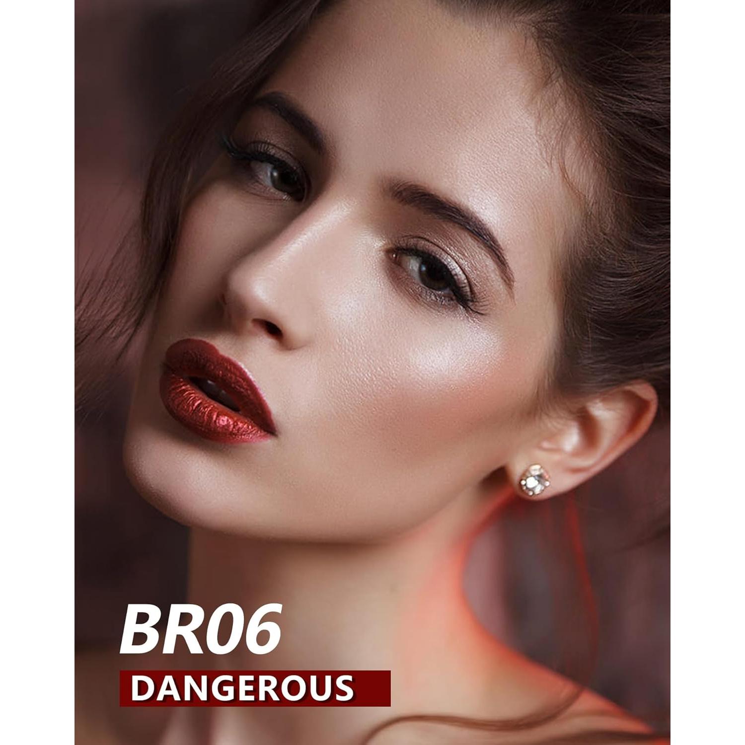 Pintalabios Metálico Rojo MAKI YIKA BR06 Peligroso 32g