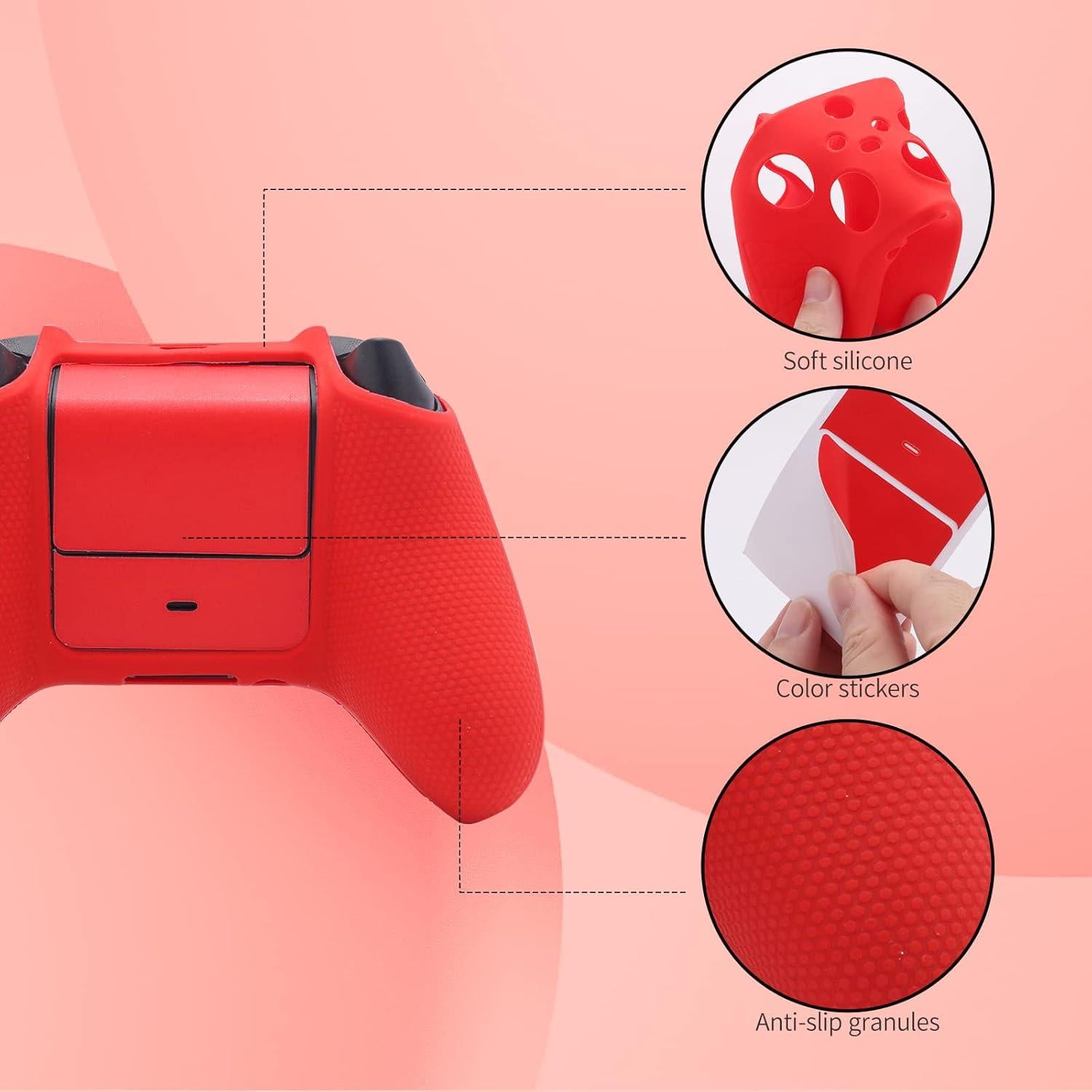 Funda de Silicona Antideslizante ECHZOVE para Controlador Xbox Series X - Roja