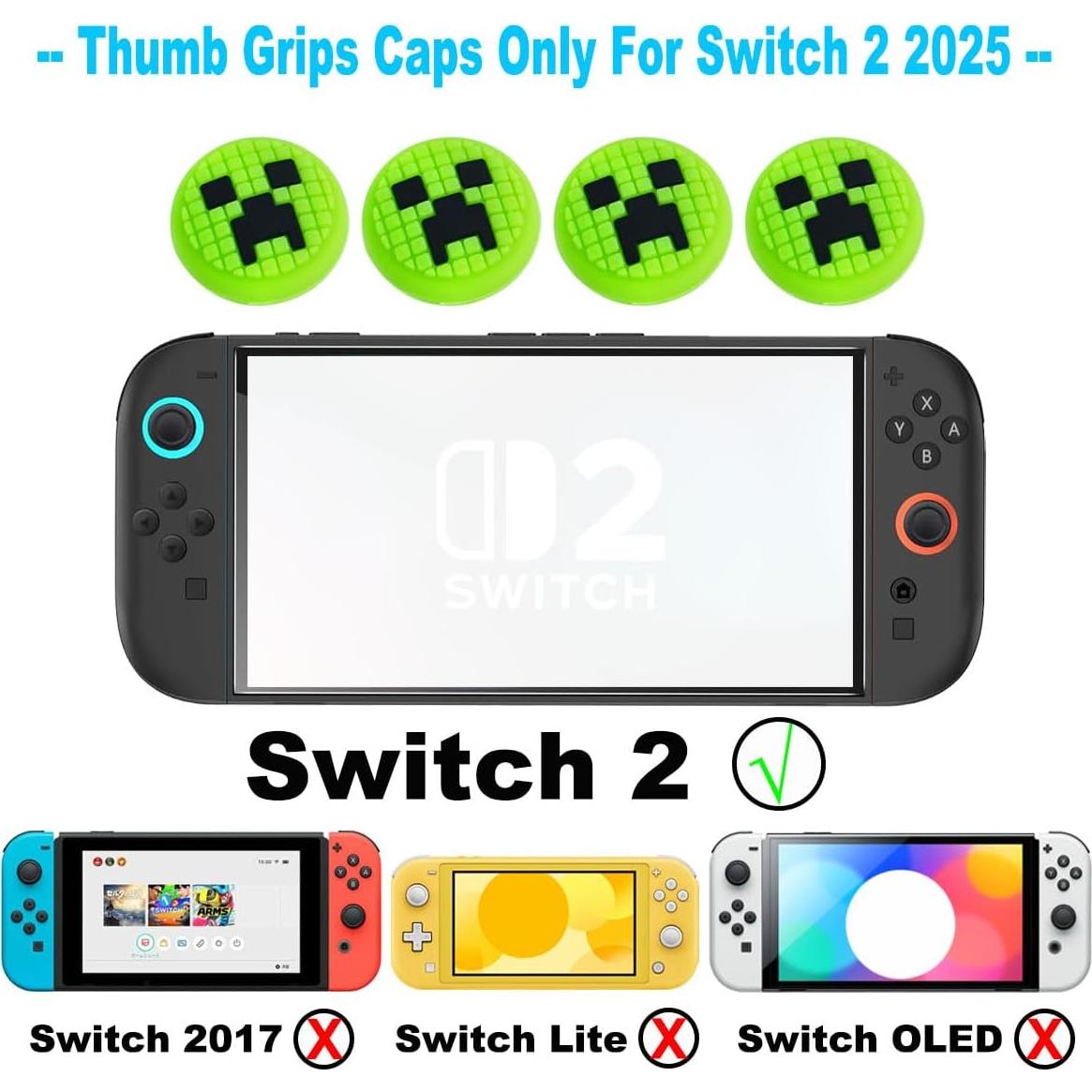 Tapas de agarre para pulgar Sunmike para Nintendo Switch 2 Verde