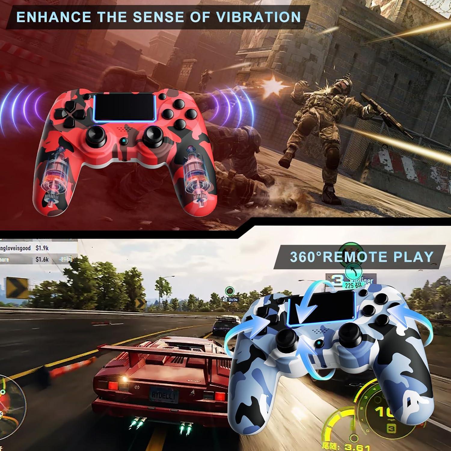 Controladores Inalámbricos KDYGPDCT para PS4/PS3 - 2 Pack Rojo y Azul