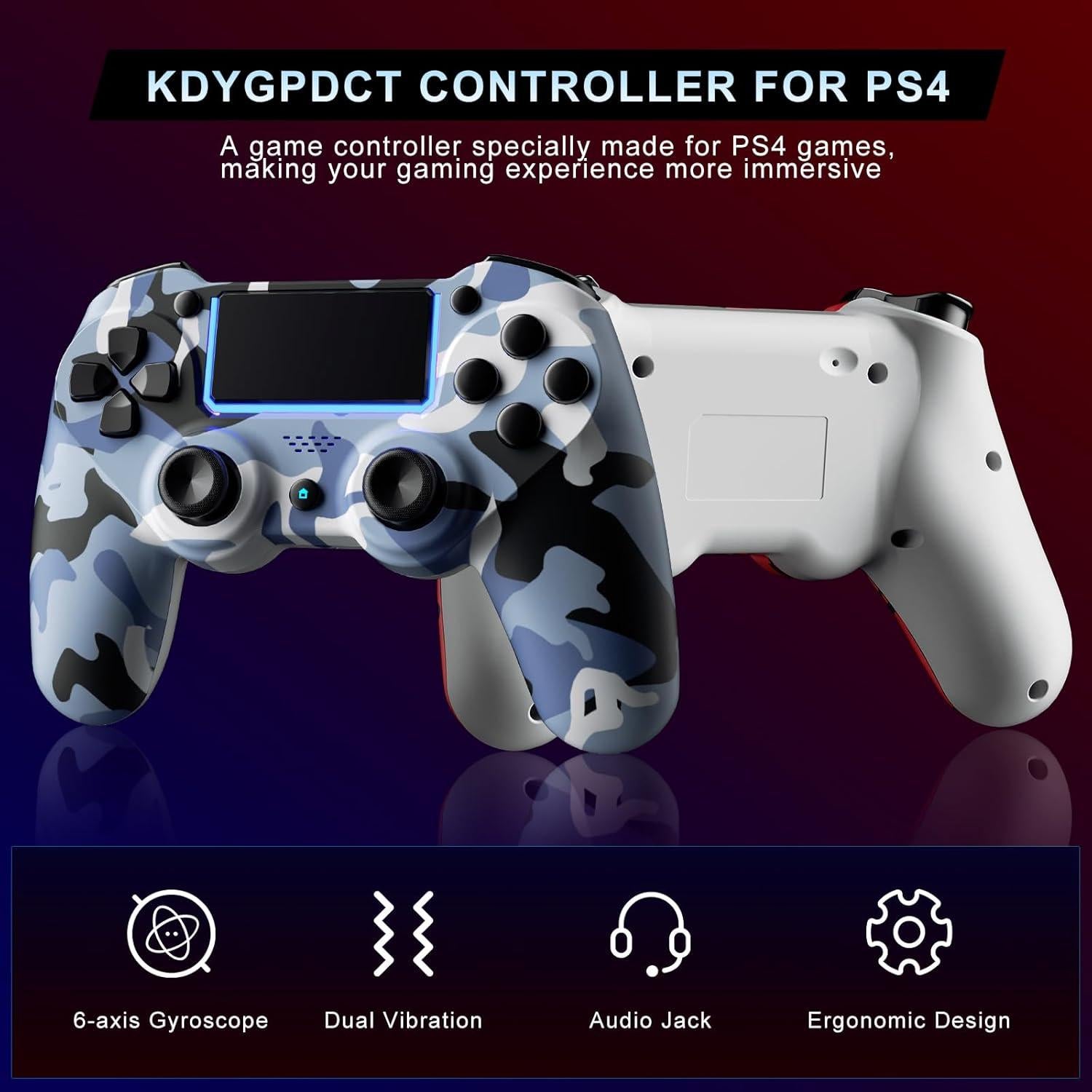 Controladores Inalámbricos KDYGPDCT para PS4/PS3 - 2 Pack Rojo y Azul