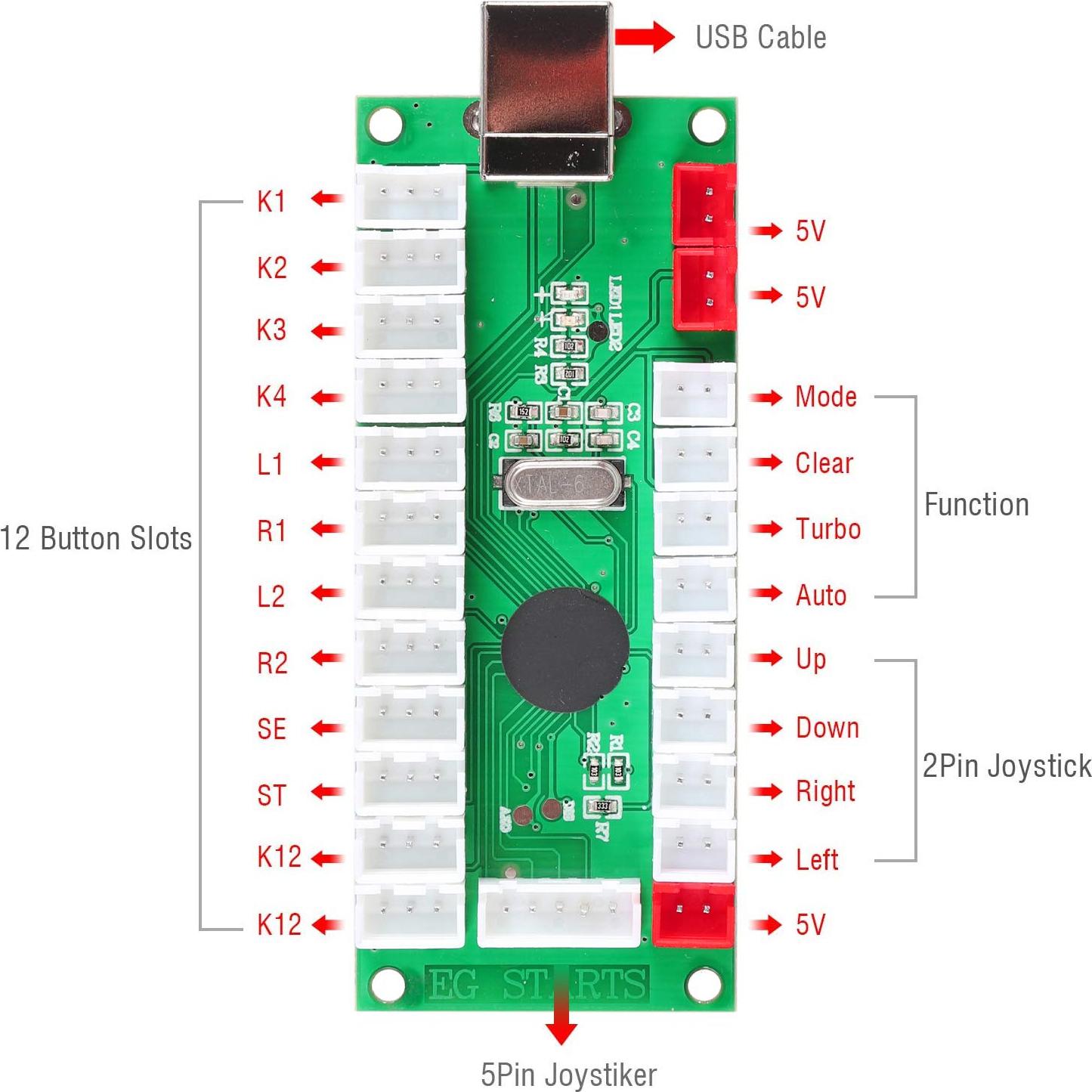 Kit de Juegos de Arcade DIY EG STARTS para 2 Jugadores LED
