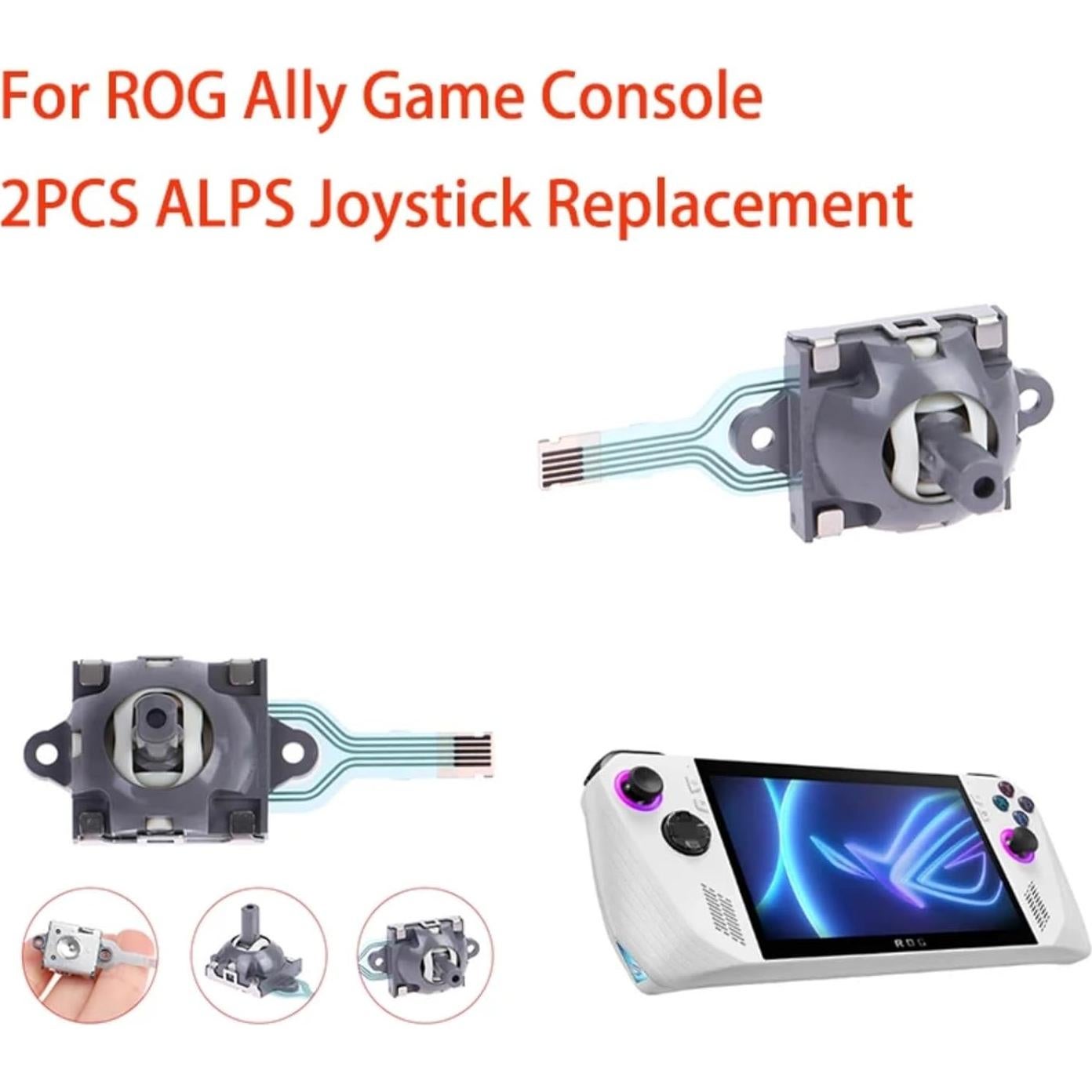 TGDPLUE 2 Pack Joystick Analog Replacement for ROG Ally, Precision Gaming Controller Replacement Stick for ROG Ally GPD Win 3 Windows 10 Handheld Gaming System with Joyticks Protector Rings