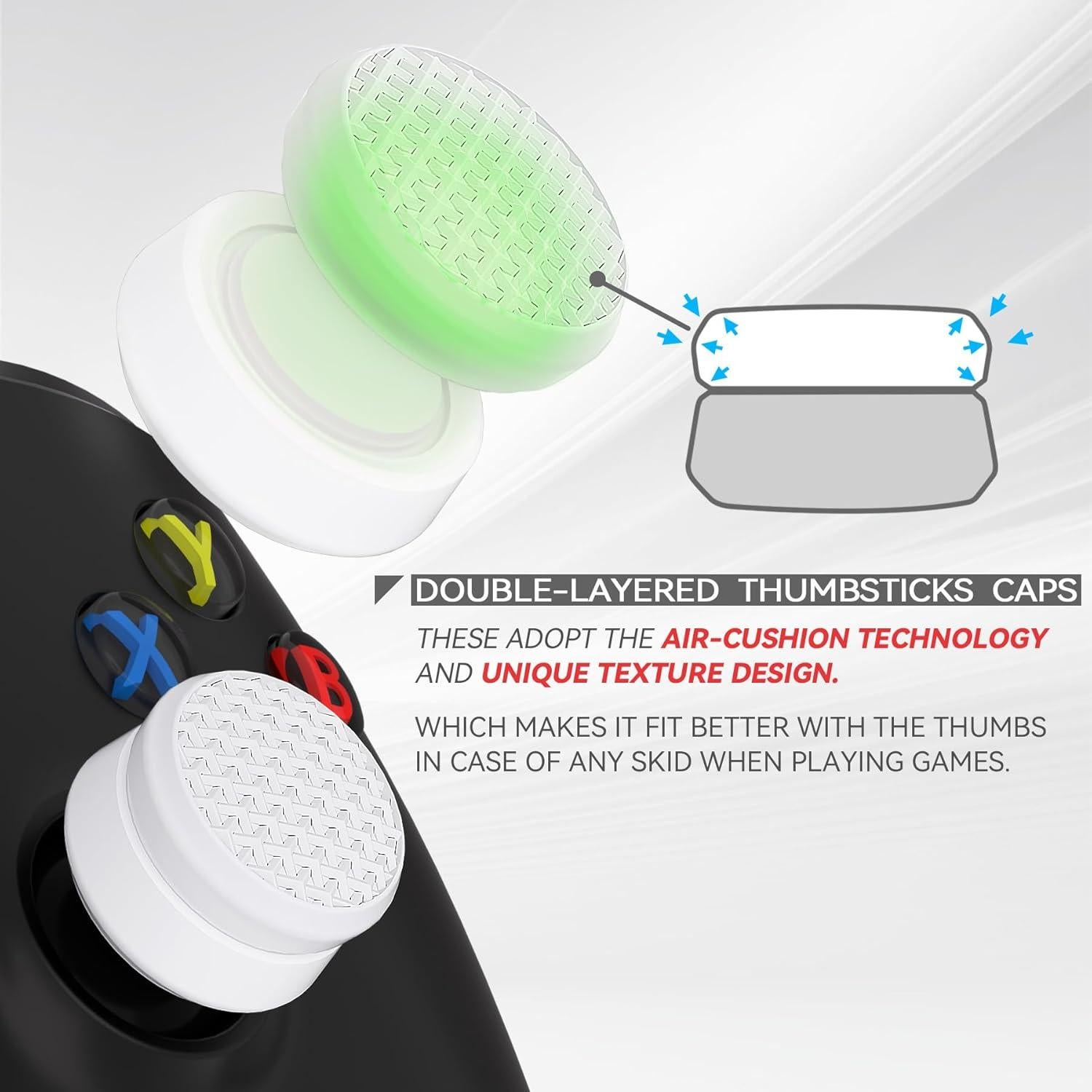 Tapas de Joystick PlayVital para PS5, PS4, Xbox y Switch Pro - Blanco