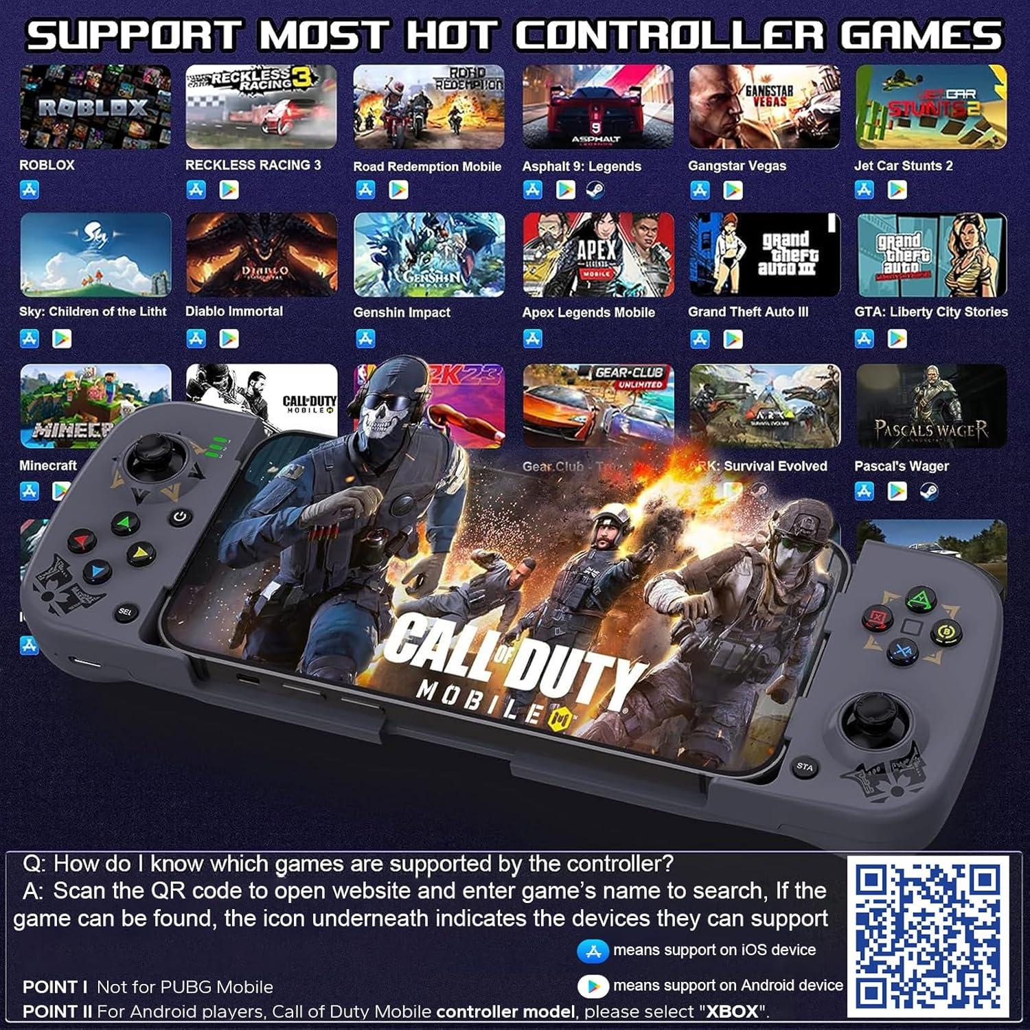 Controlador de Juego Móvil Megadream para iOS y Android - Gris