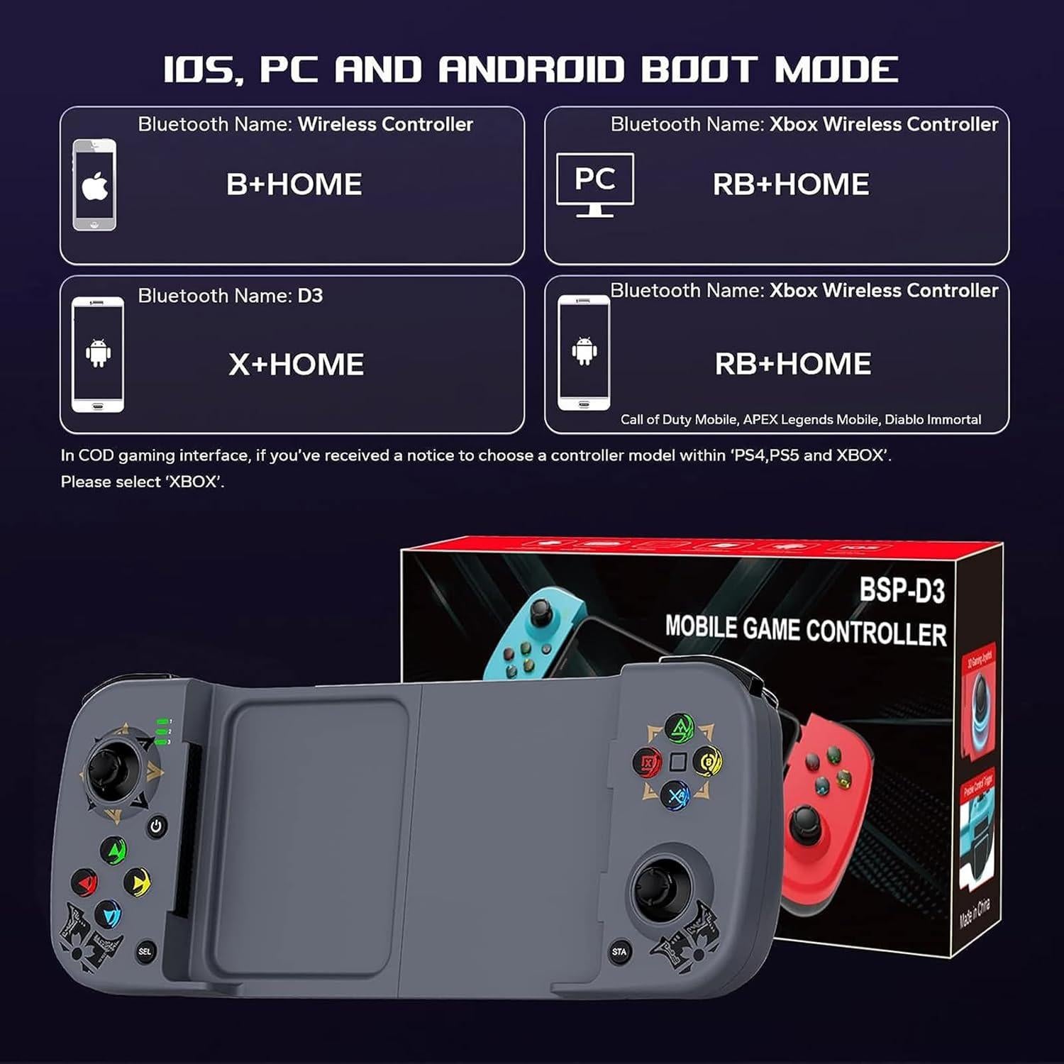 Controlador de Juego Móvil Megadream para iOS y Android - Gris