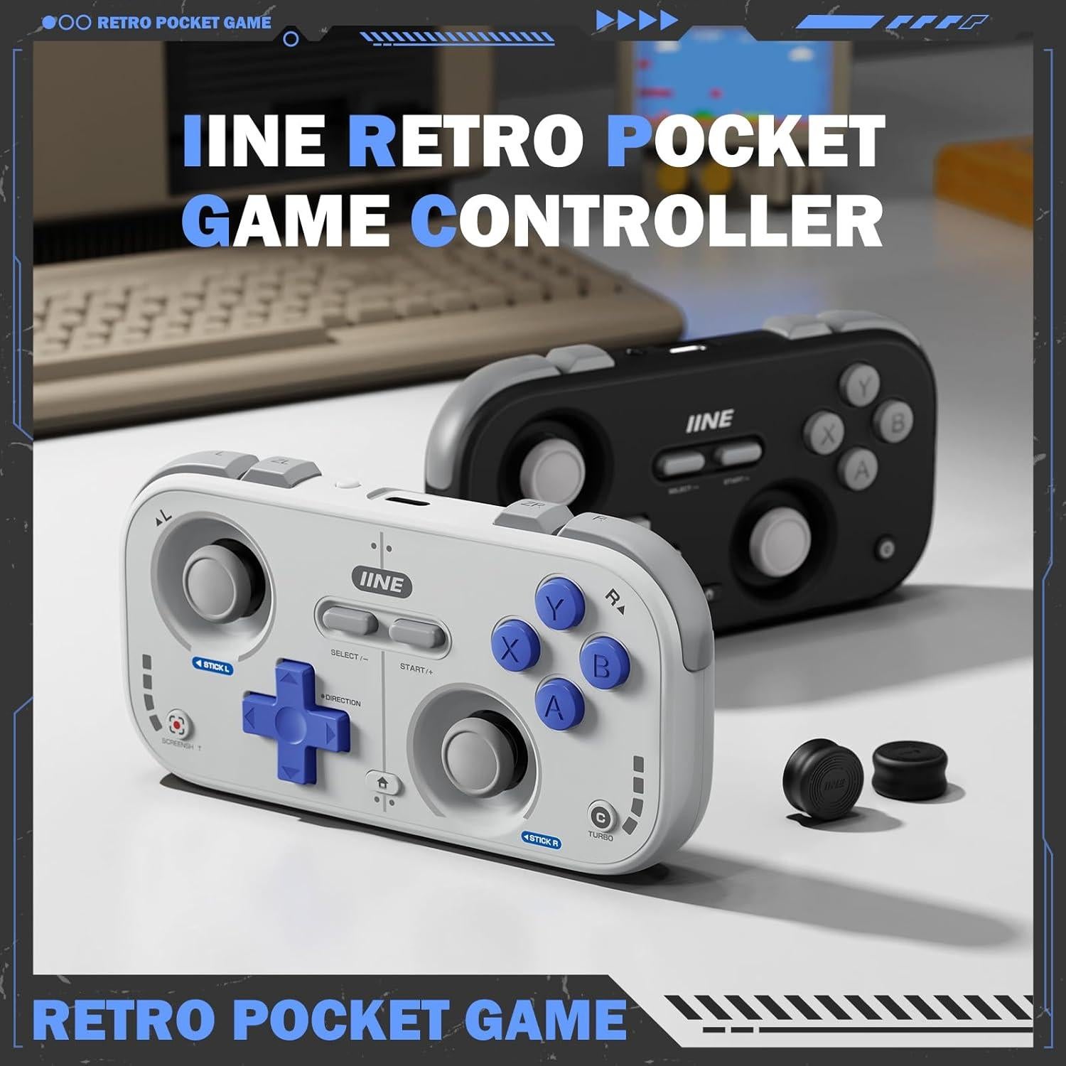 Controlador Inalámbrico Retro IINE - Gamepad Compacto Negro