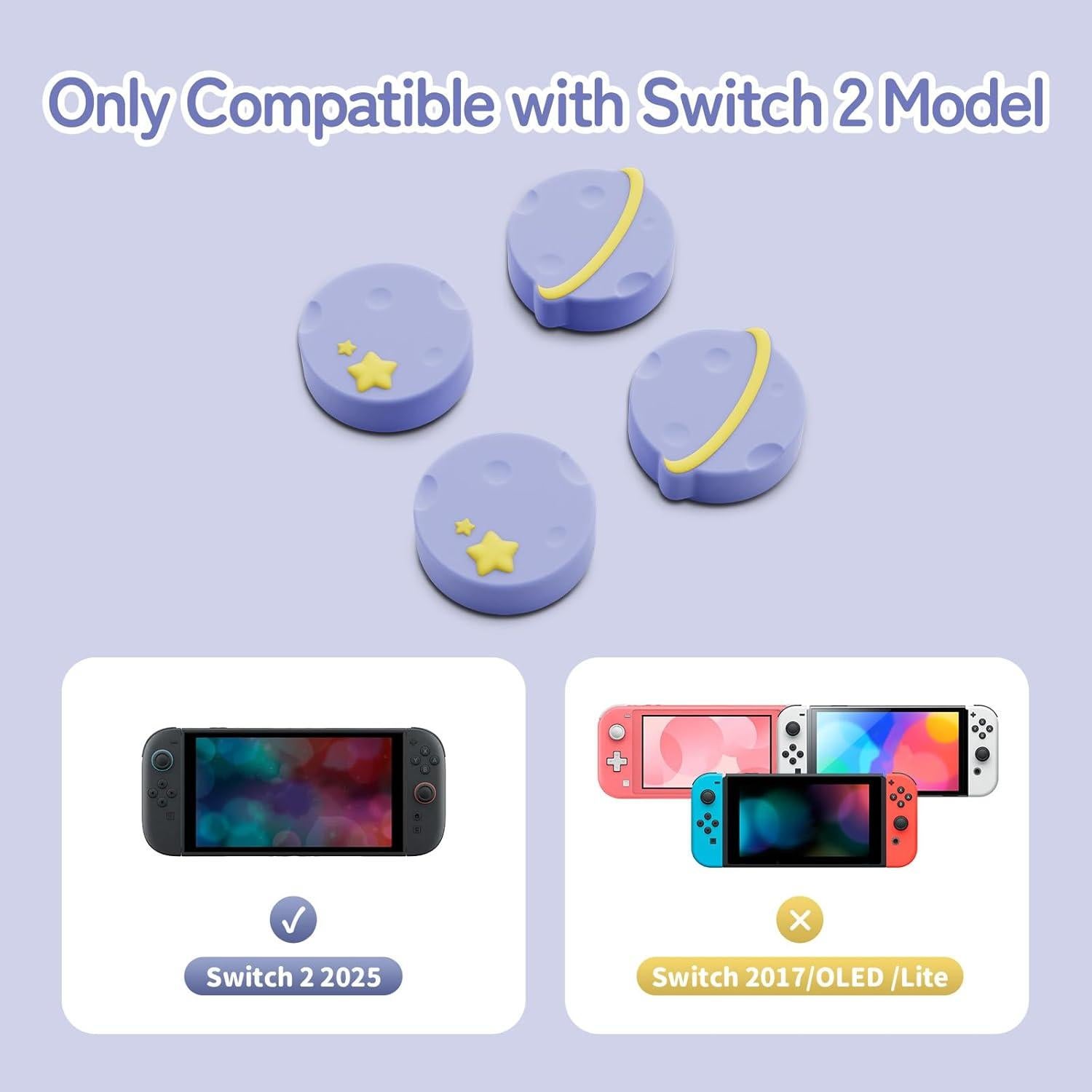 Tapas de agarre de pulgar GeekShare para Nintendo Switch 2 - 4 piezas púrpura