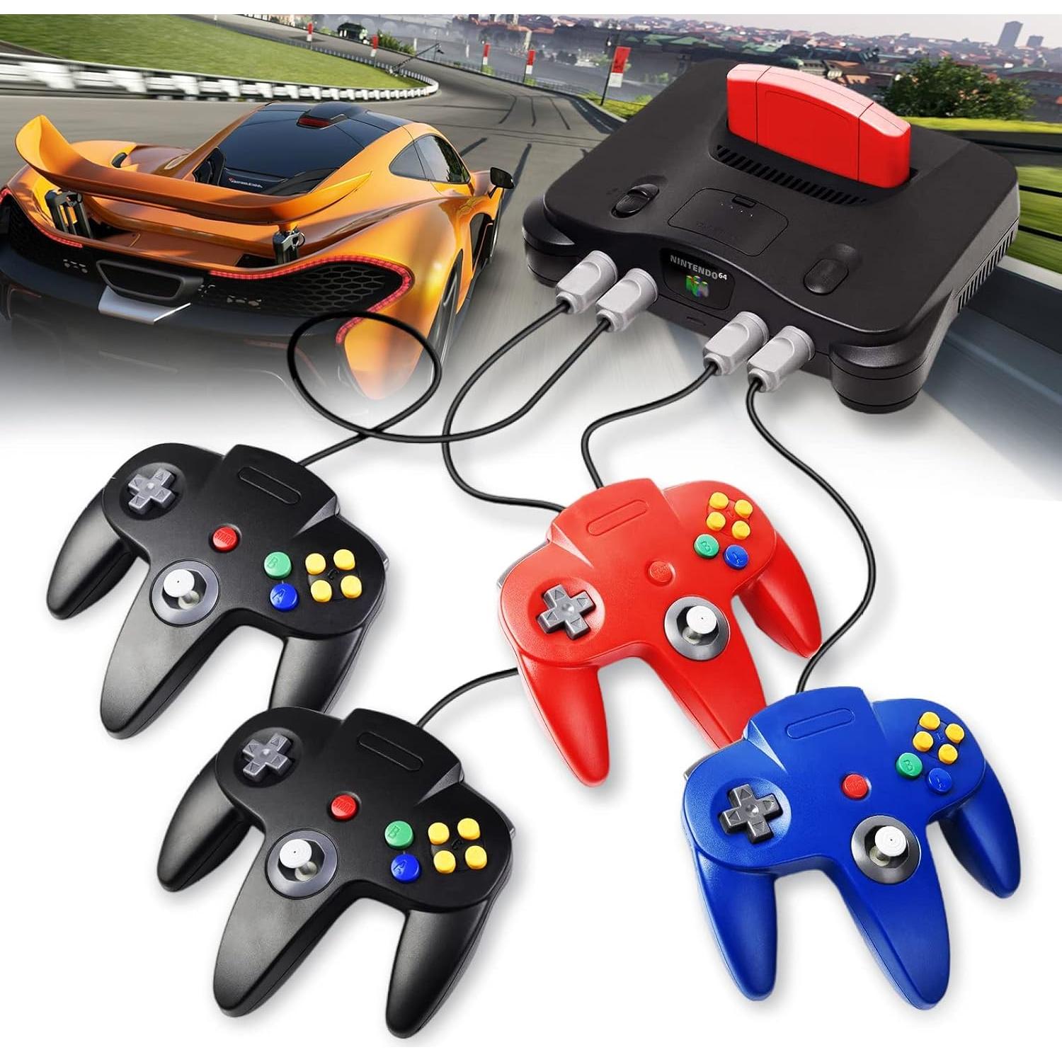 Controlador Clásico N64 Burcica con Cable 2 Piezas Rojo y Azul