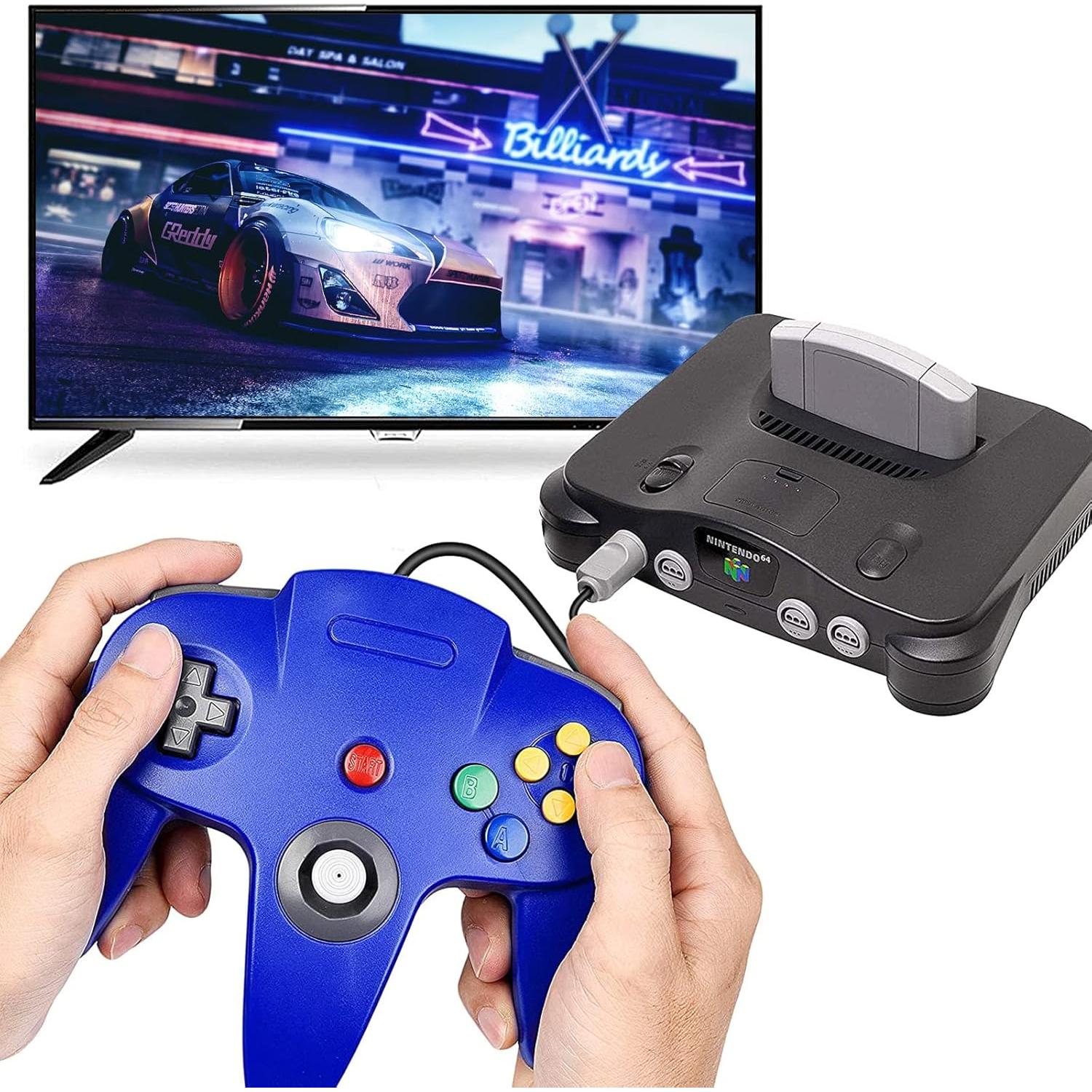 Controlador Clásico N64 Burcica con Cable 2 Piezas Rojo y Azul