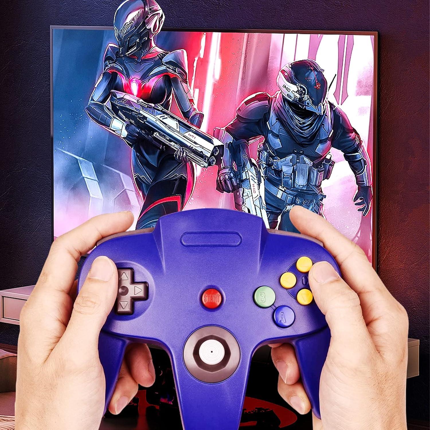 Controlador Clásico N64 Burcica con Cable 2 Piezas Rojo y Azul