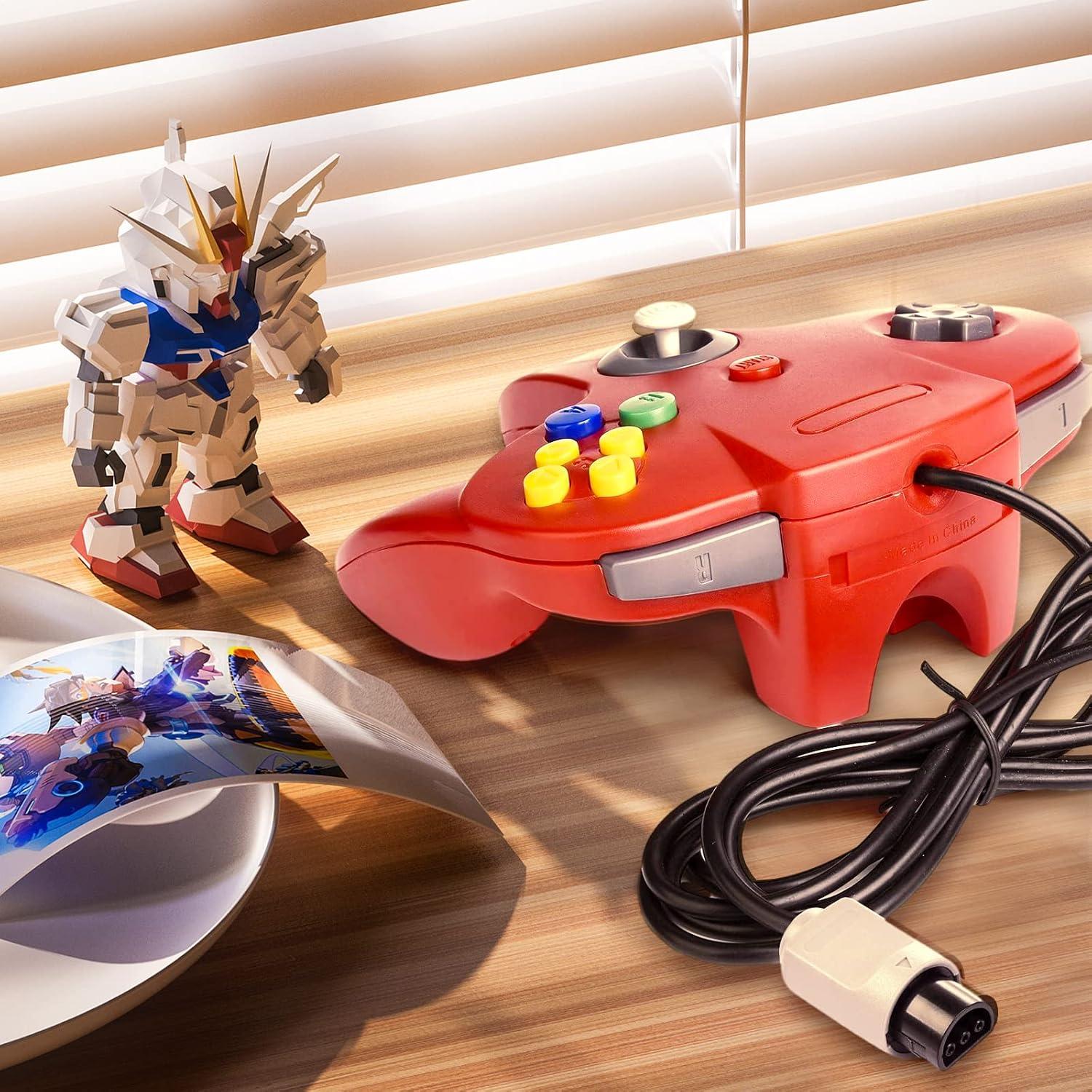 Controlador Clásico N64 Burcica con Cable 2 Piezas Rojo y Azul