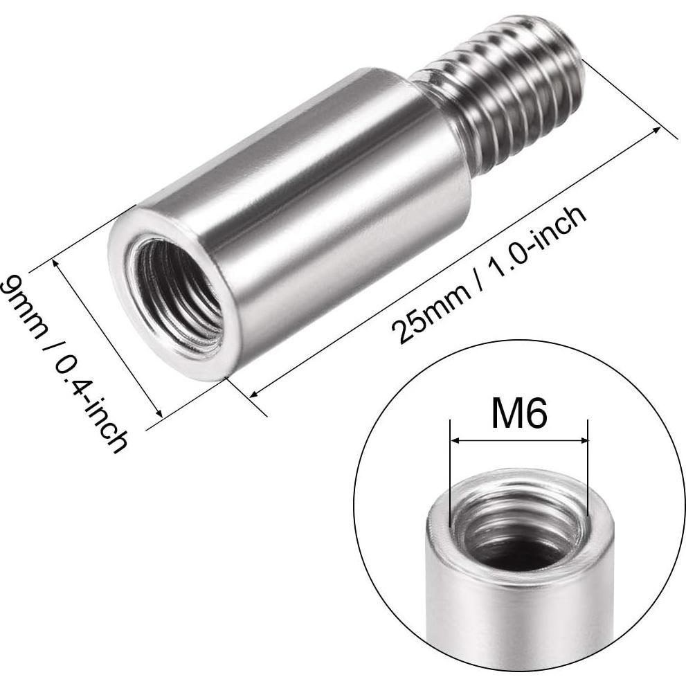 Extensor de Eje de Joystick uxcell 15mm Acero Inoxidable 4Pcs