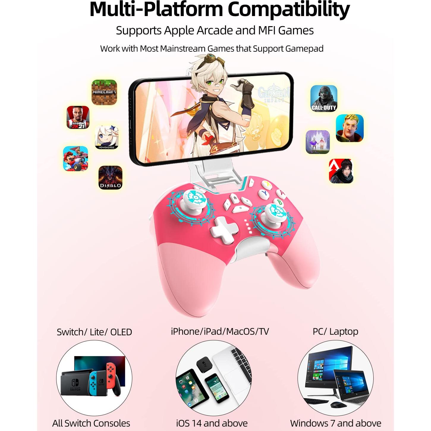 Juego de 2 Controladores Bluetooth Aghi para Nintendo Switch y PC