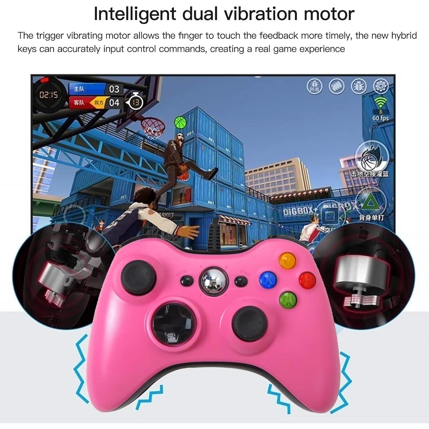 Controlador con cable USB USonline911 para Xbox 360 y PC Rosa