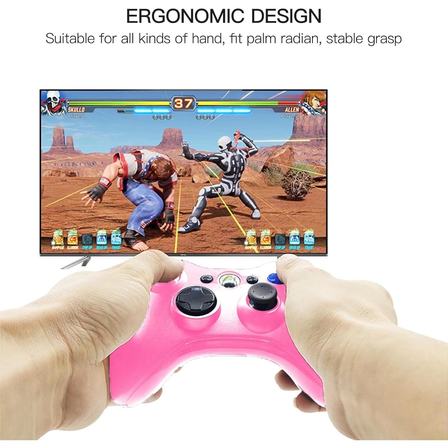 Controlador con cable USB USonline911 para Xbox 360 y PC Rosa