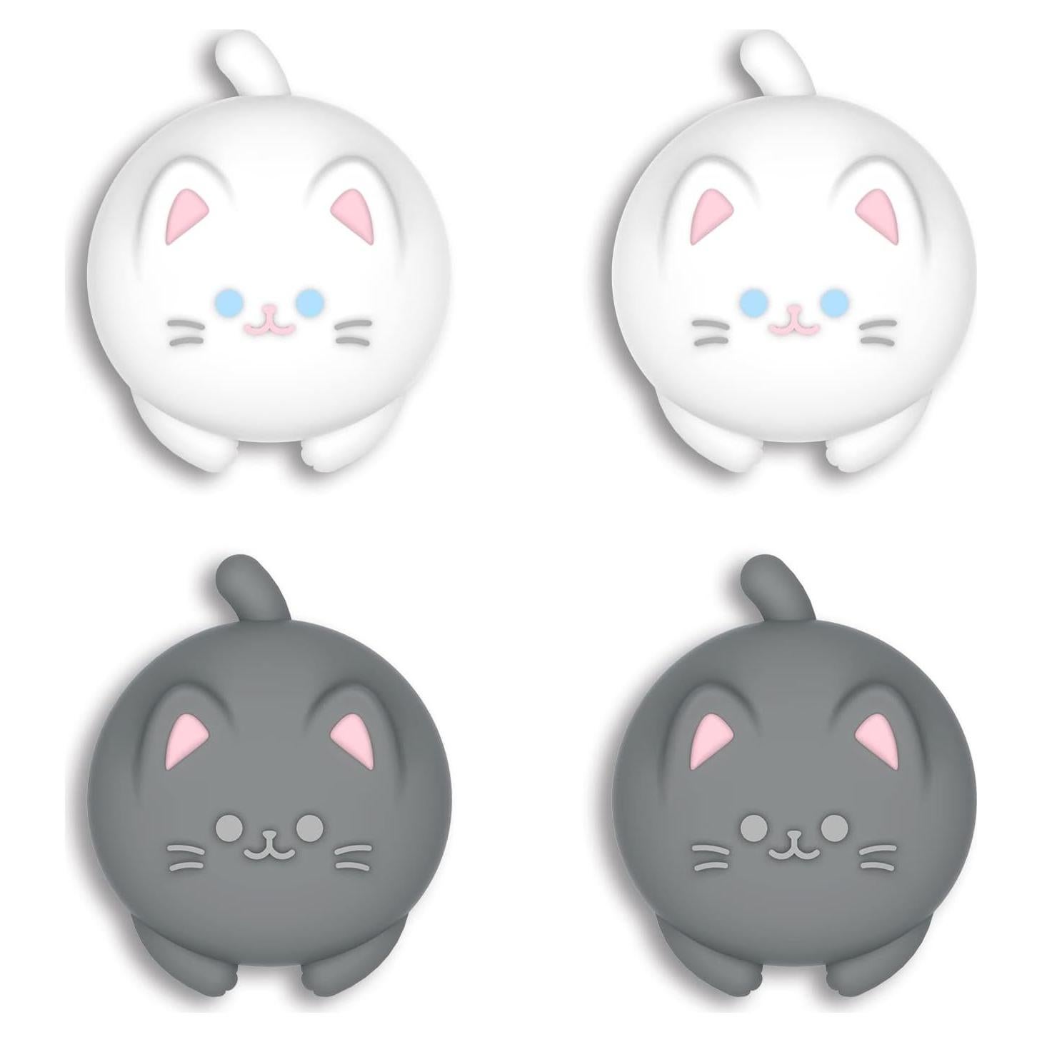 PlayVital Thumb Grips for Nintendo Switch 2 | Kawaii Silicone Joystick Caps (4-Pack) - Cute Accessories Animal Design Thumbstick Covers for Joycon 2 - Cutie Kitty