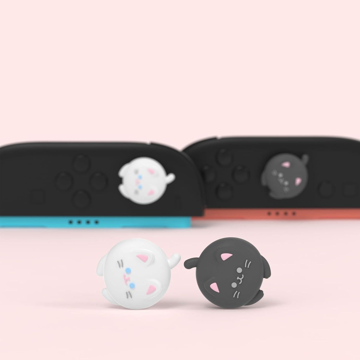 PlayVital Thumb Grips for Nintendo Switch 2 | Kawaii Silicone Joystick Caps (4-Pack) - Cute Accessories Animal Design Thumbstick Covers for Joycon 2 - Cutie Kitty