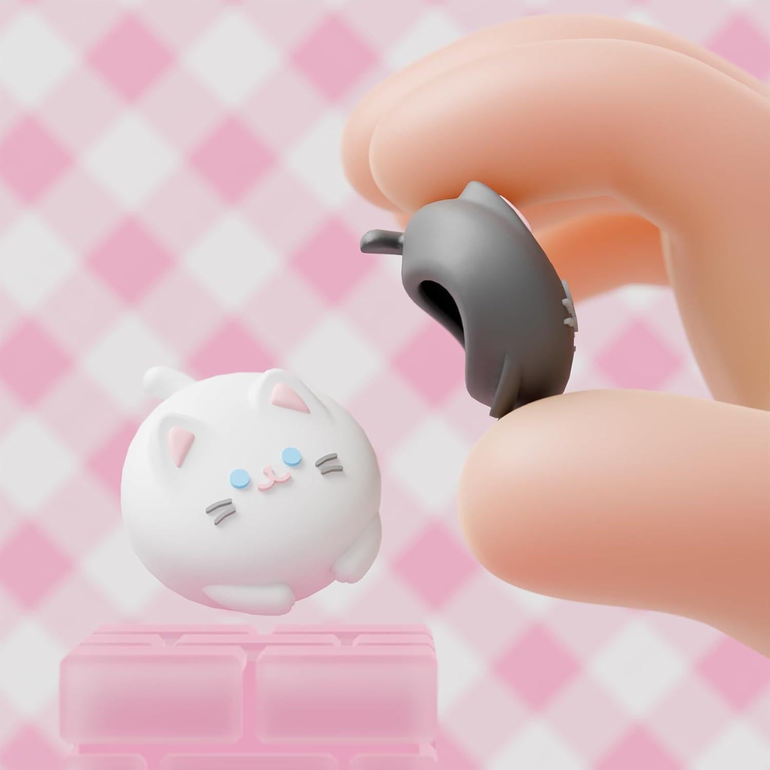 PlayVital Thumb Grips for Nintendo Switch 2 | Kawaii Silicone Joystick Caps (4-Pack) - Cute Accessories Animal Design Thumbstick Covers for Joycon 2 - Cutie Kitty