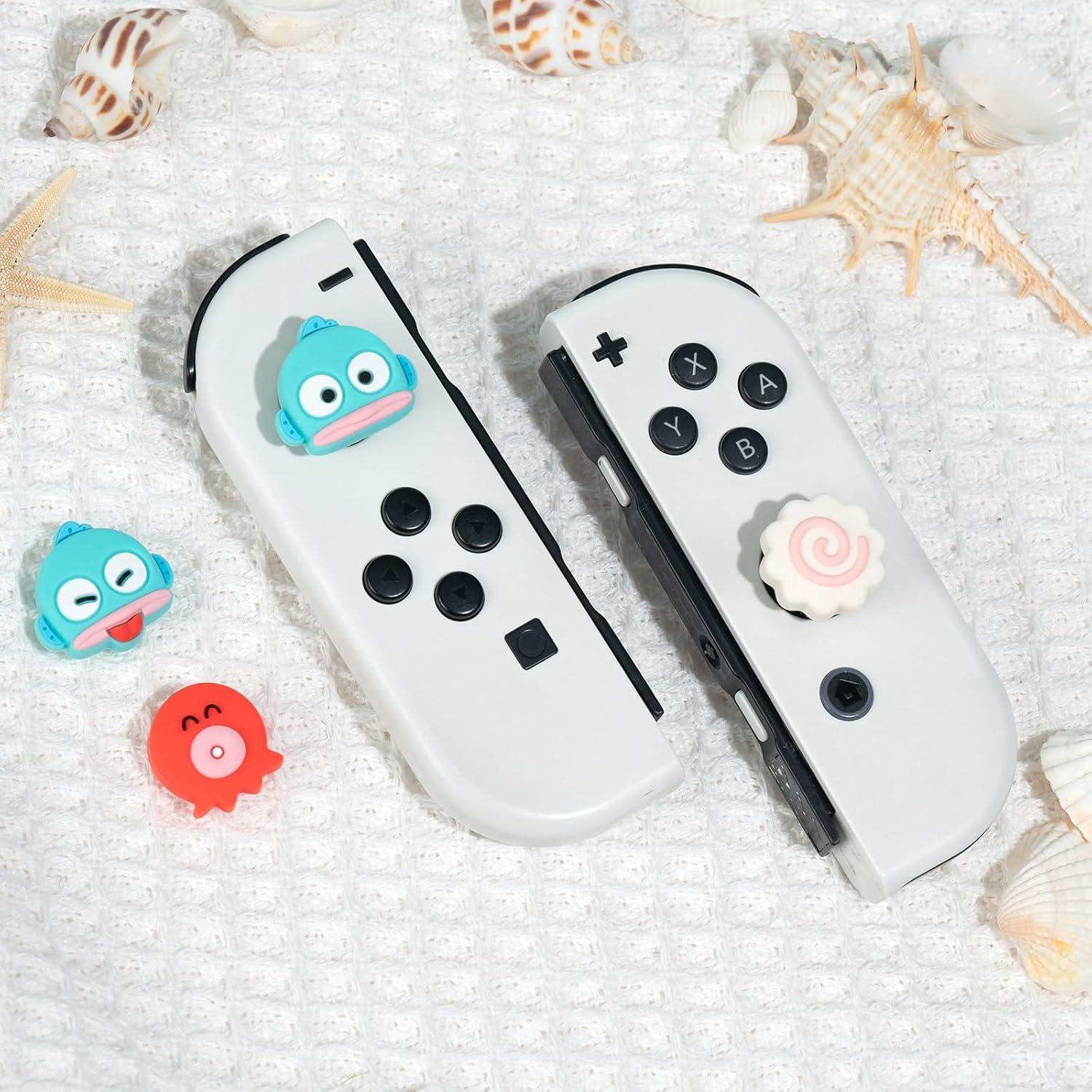 Tapas de Agarre WISHAVEN para Joycon Nintendo Switch - 4PCS Pez y Pulpo