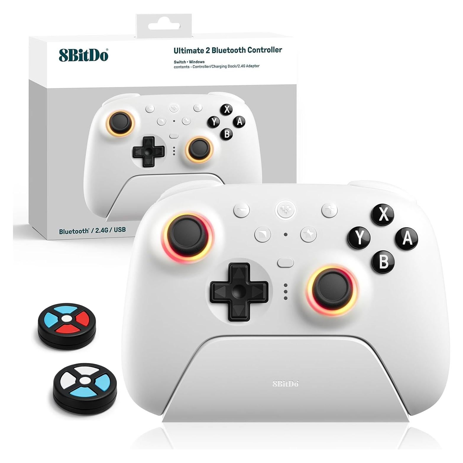 Controlador Bluetooth Ultimate 2 8Bitdo para Switch y PC - Blanco