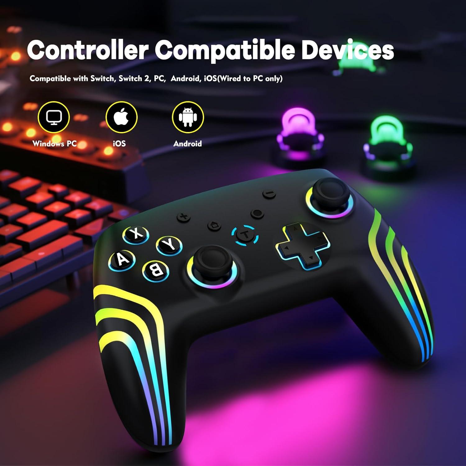 Controlador Pro Inalámbrico MYSTILUCK para Switch y PC RGB