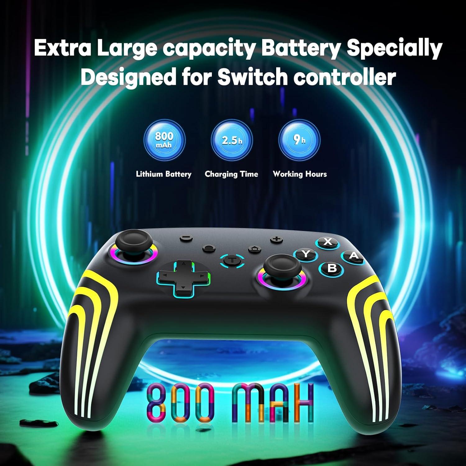 Controlador Pro Inalámbrico MYSTILUCK para Switch y PC RGB
