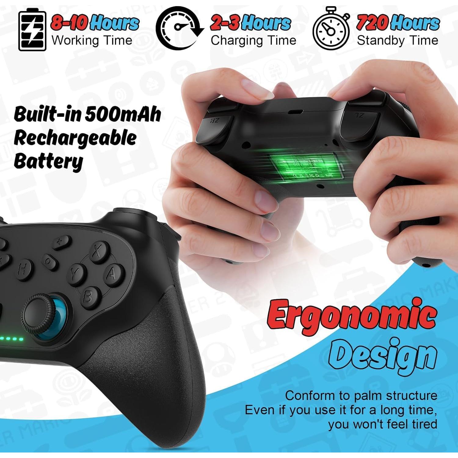 Controlador inalámbrico Nonbliep para Nintendo Switch - Negro